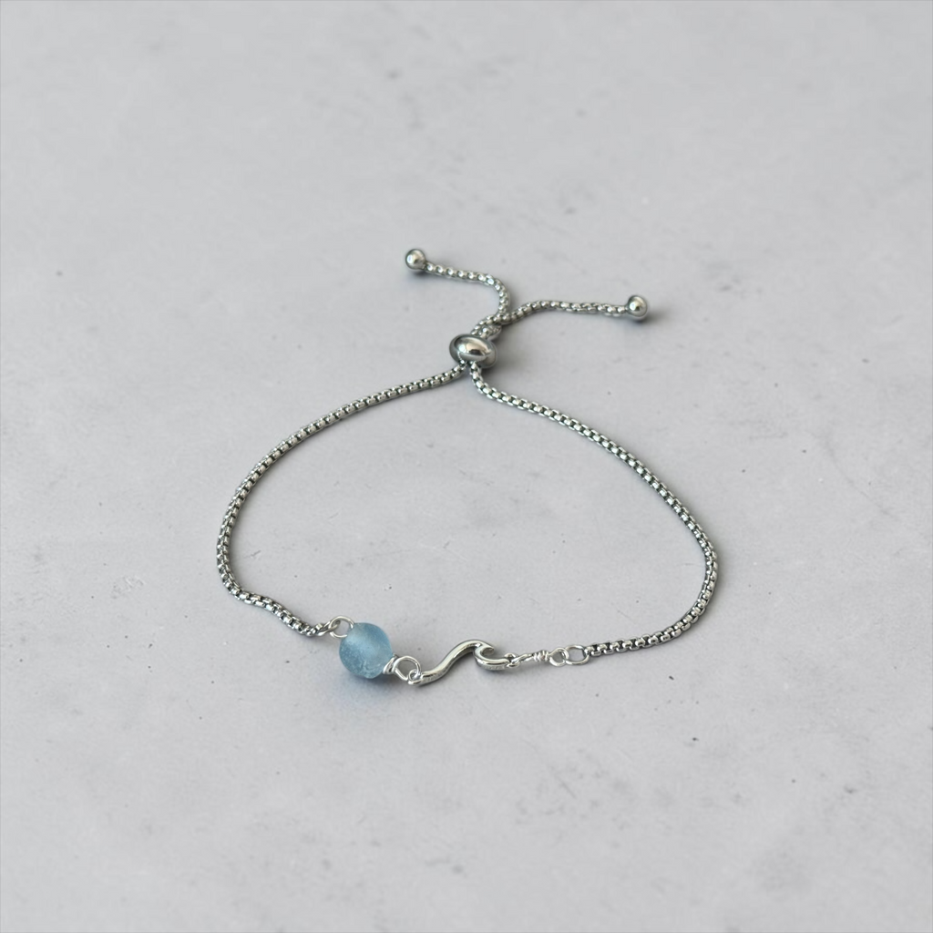 Glacial Tide Slider Bolo Bracelet — Coastal Silver Edition