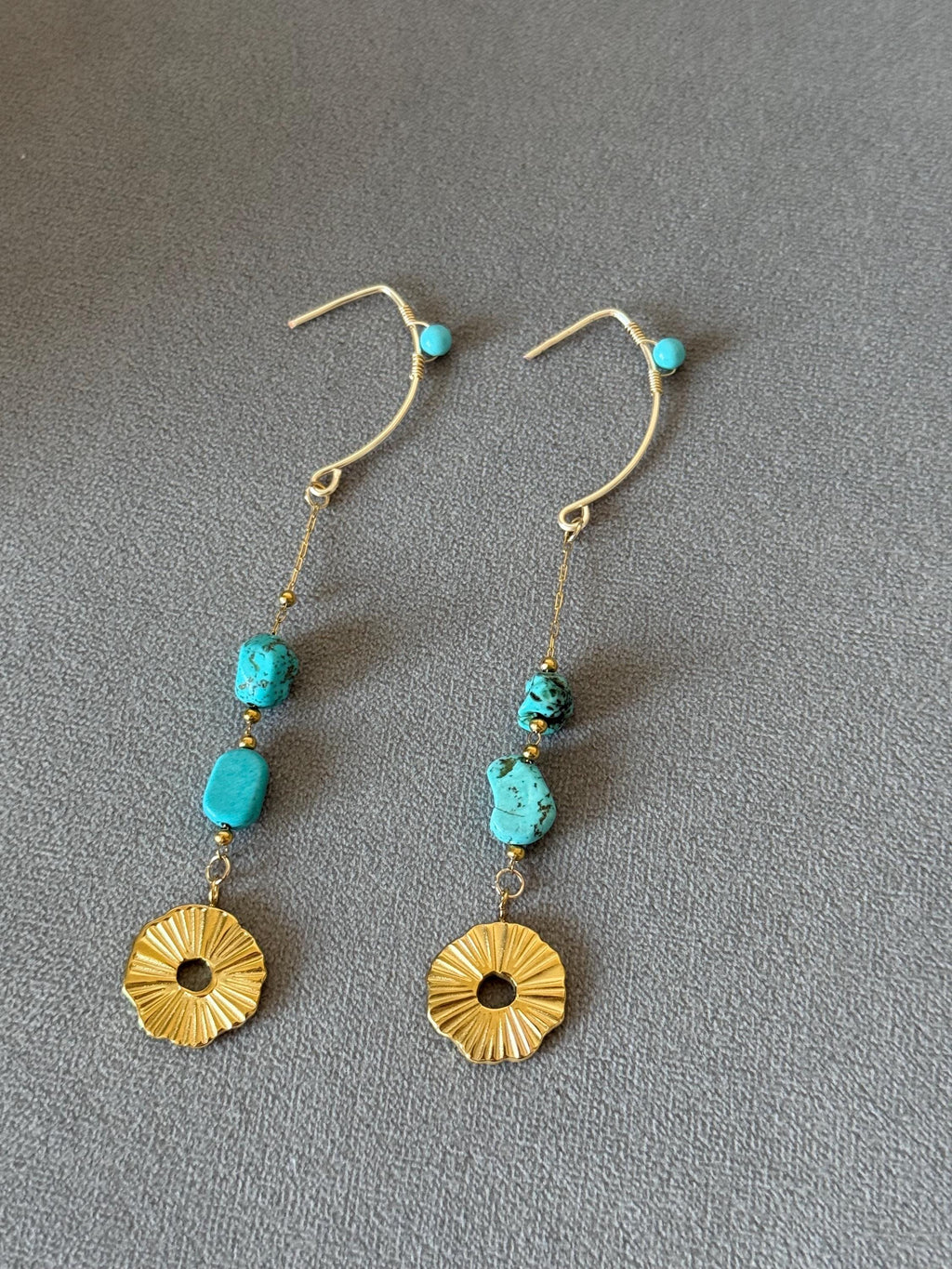 Golden Horizon Turquoise Drop Earrings