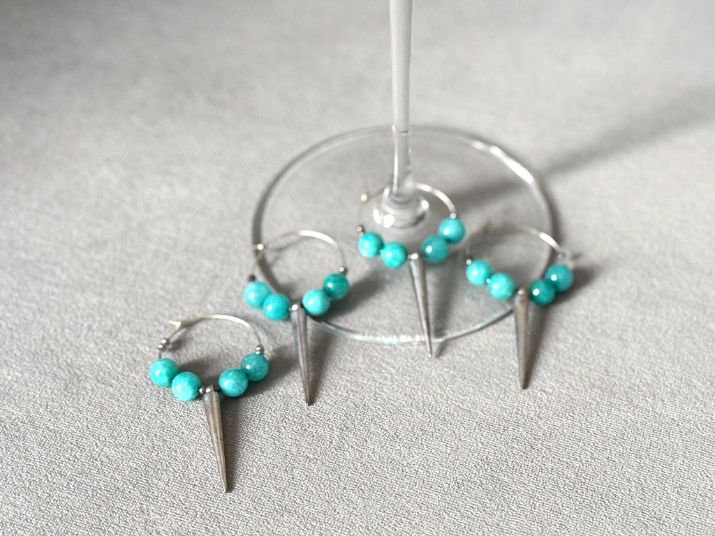 Turquoise Vice Wine Charm Set - Set of 4