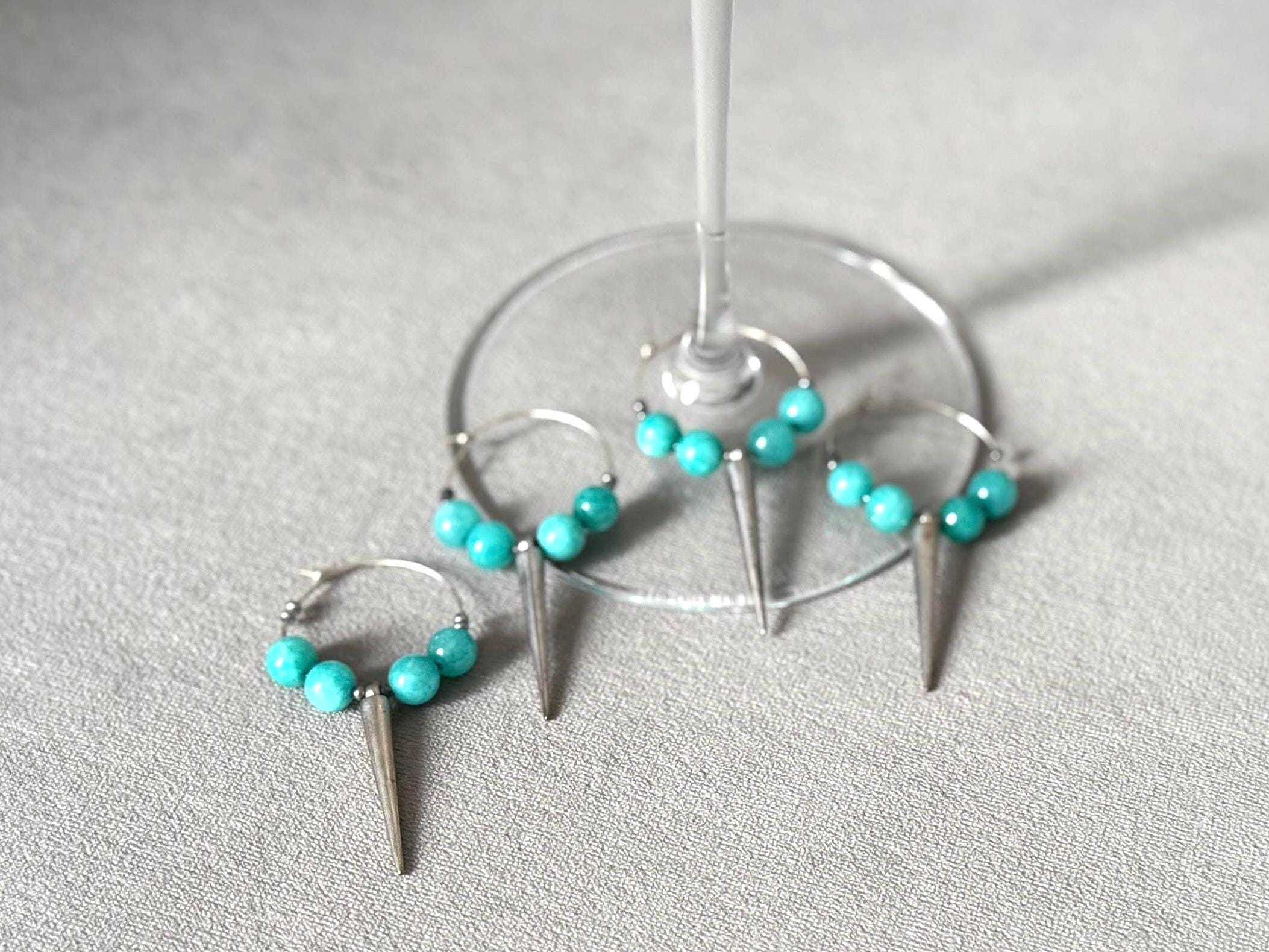 Turquoise Vice Wine Charm Set - Set of 4