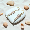 Golden Spiral Shell Drop Earrings – Coastal Luxe Statement