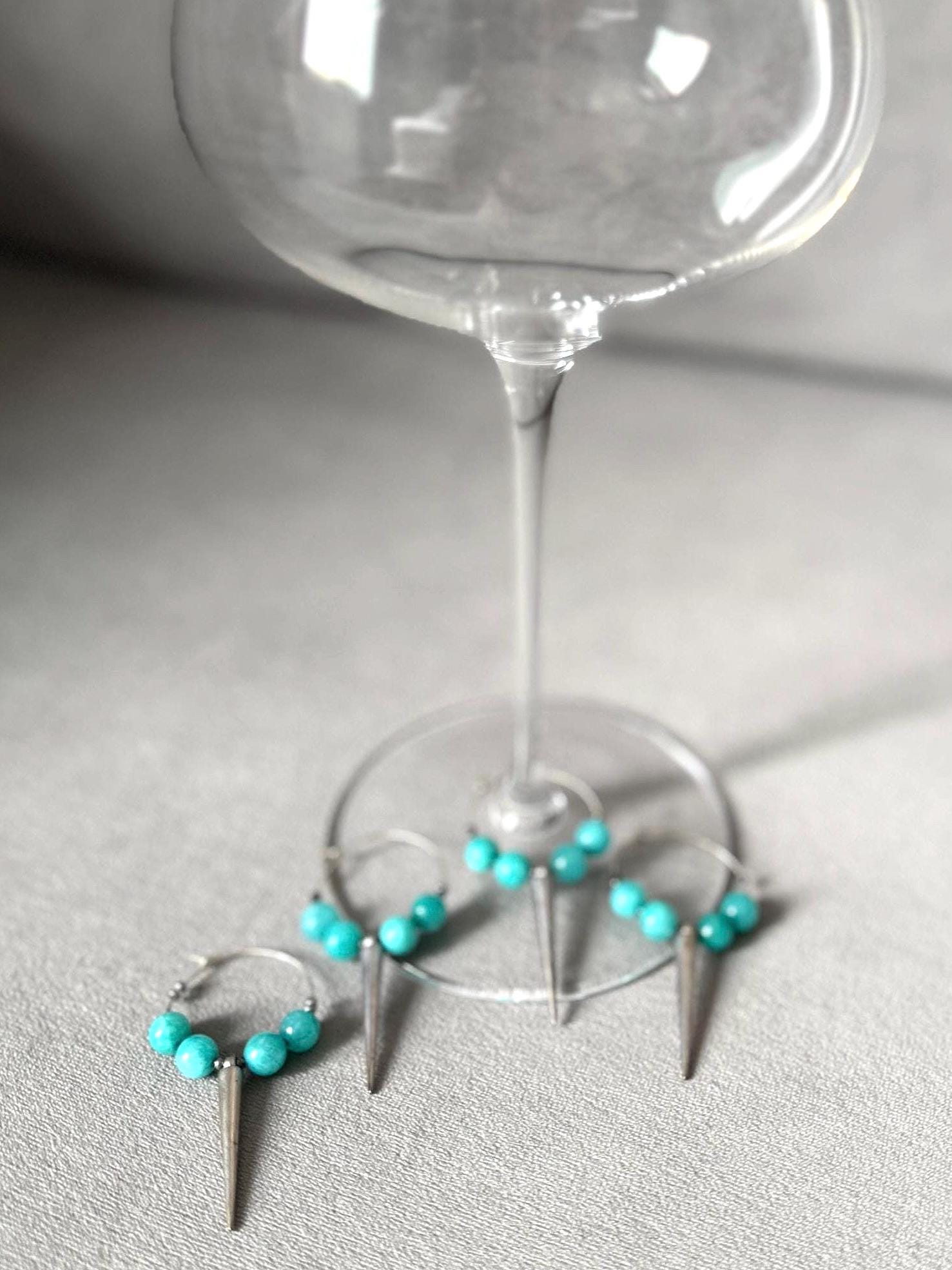 Turquoise Vice Wine Charm Set - Set of 4