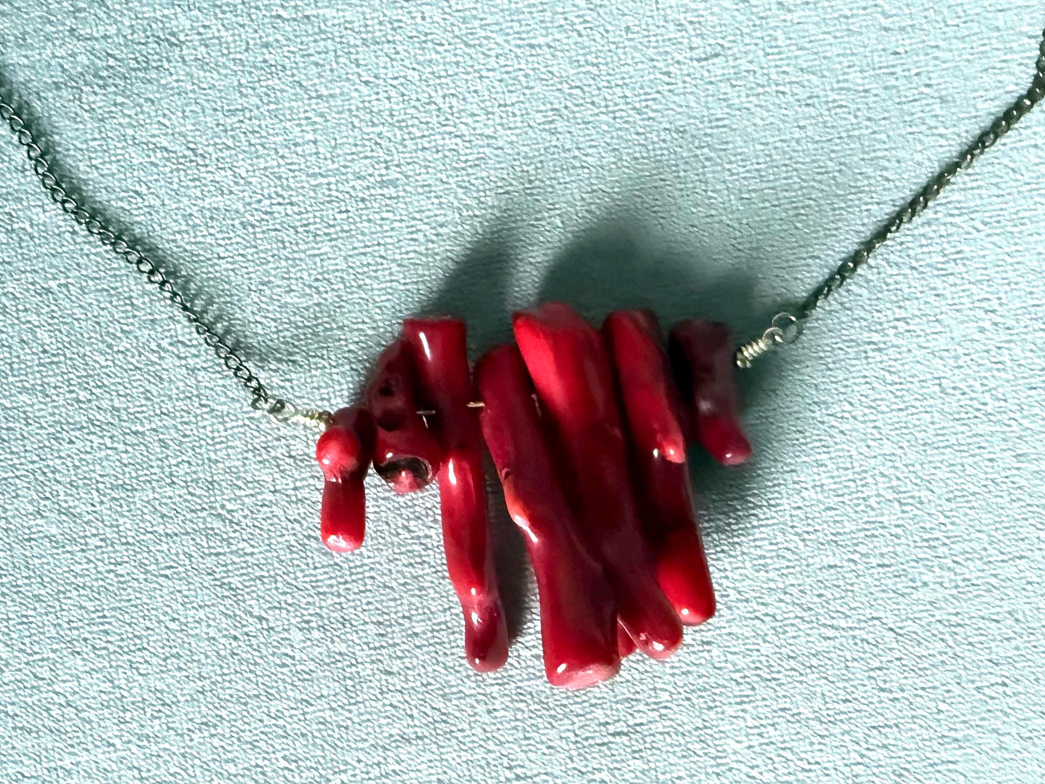 Chunky Crimson Current Coral Statement Necklace