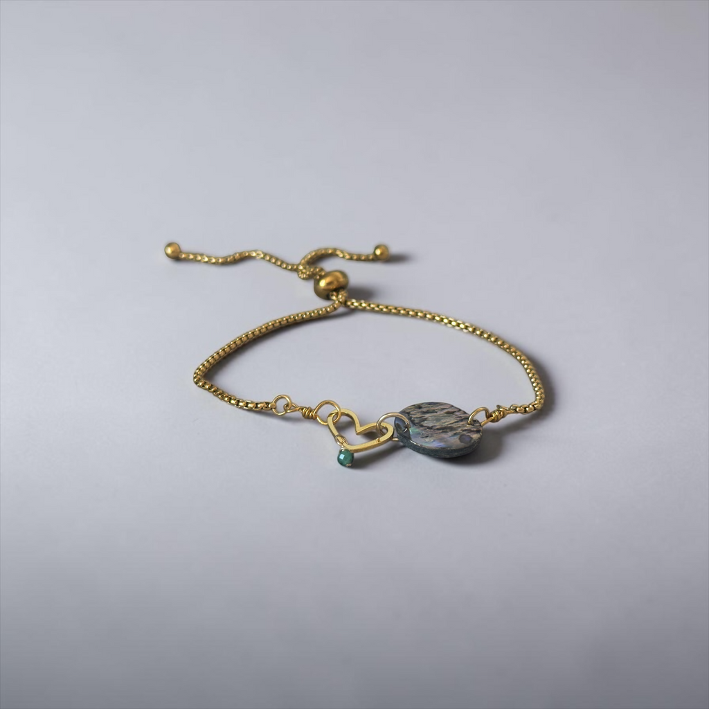 Ocean Reverie Heart Slider Bolo Bracelet — Abalone Muse
