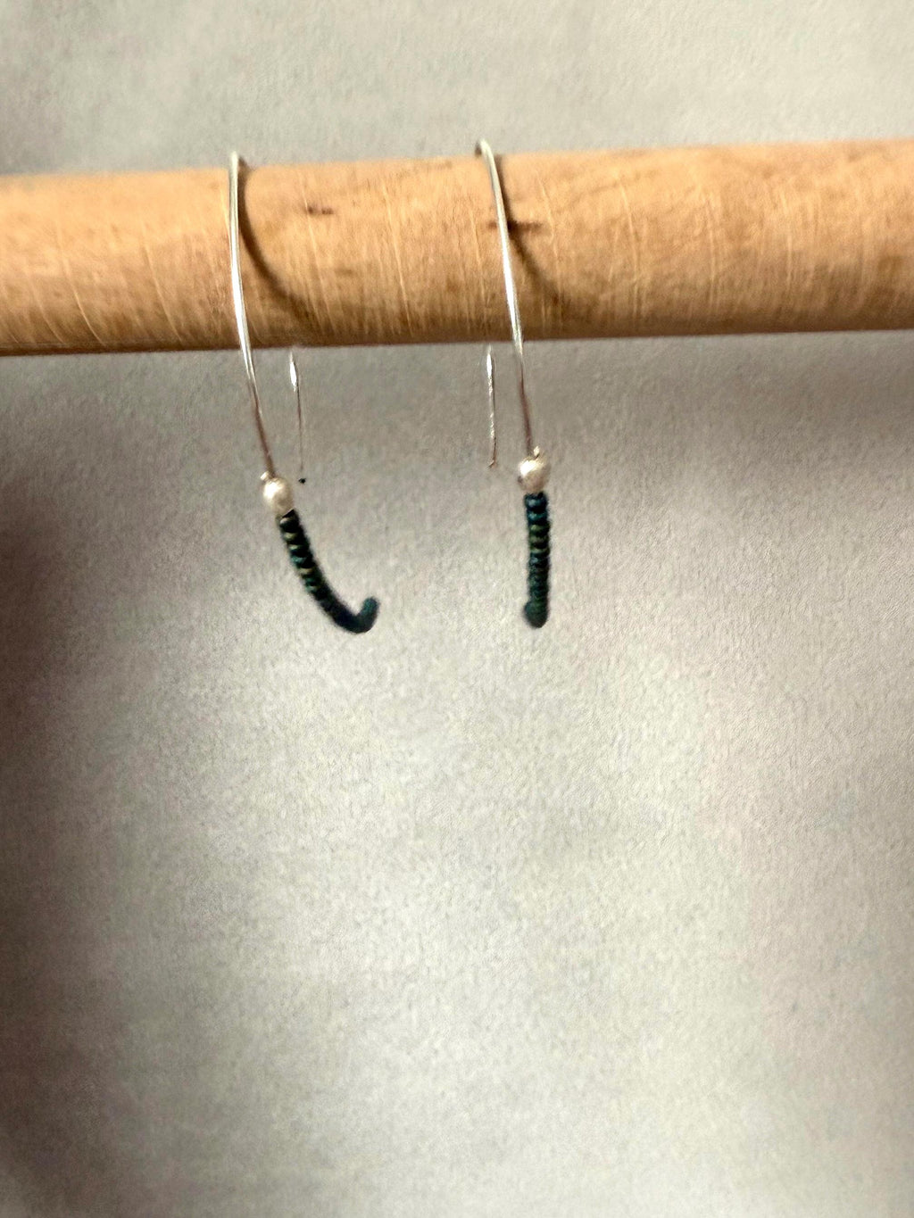Deep Current Earrings – Forest Curve + Silver Flow