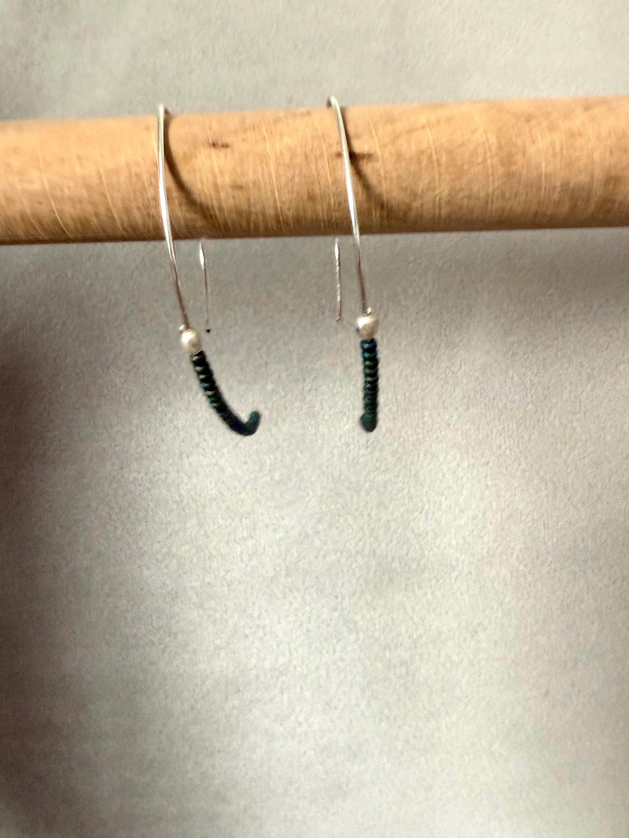 Deep Current Earrings – Forest Curve + Silver Flow