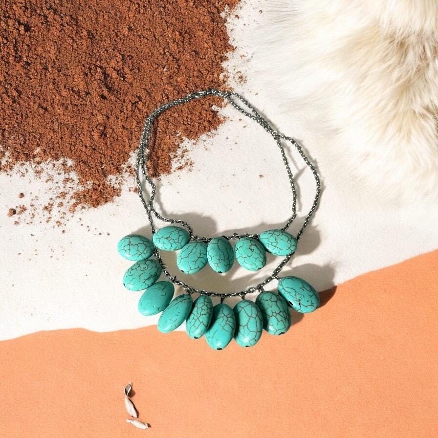 Turquoise Double-Strand Statement Necklace