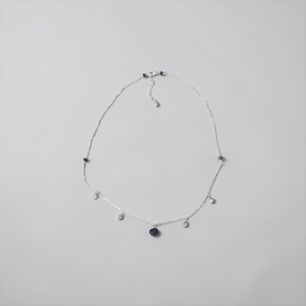 Nocturne Tide Pearl Necklace — Garnet Drift Edition
