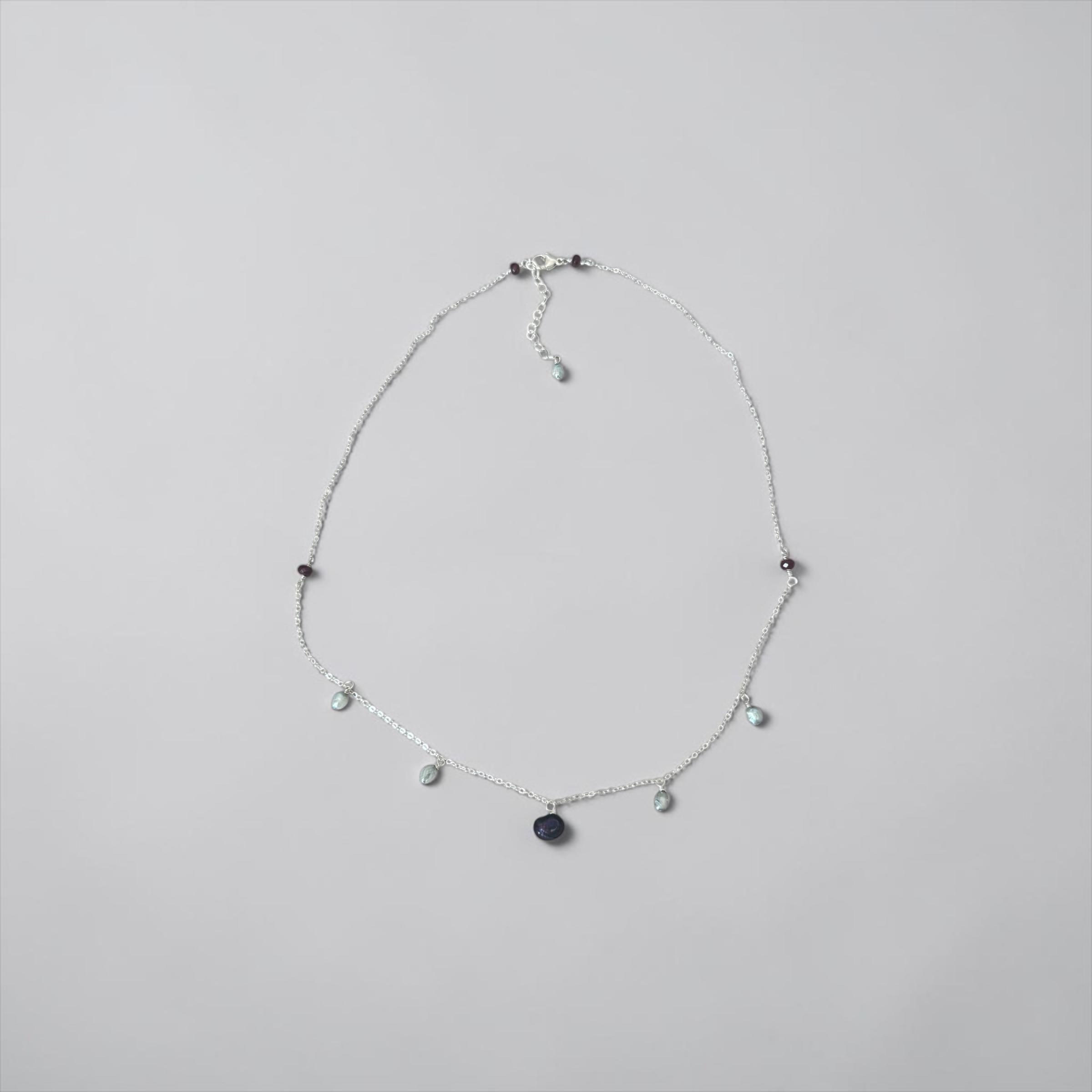 Nocturne Tide Pearl Necklace — Garnet Drift Edition