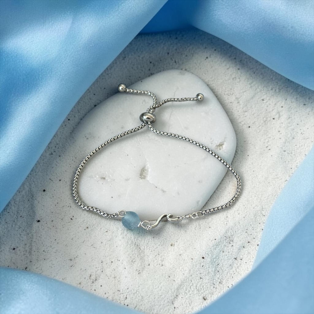 Glacial Tide Slider Bolo Bracelet — Coastal Silver Edition