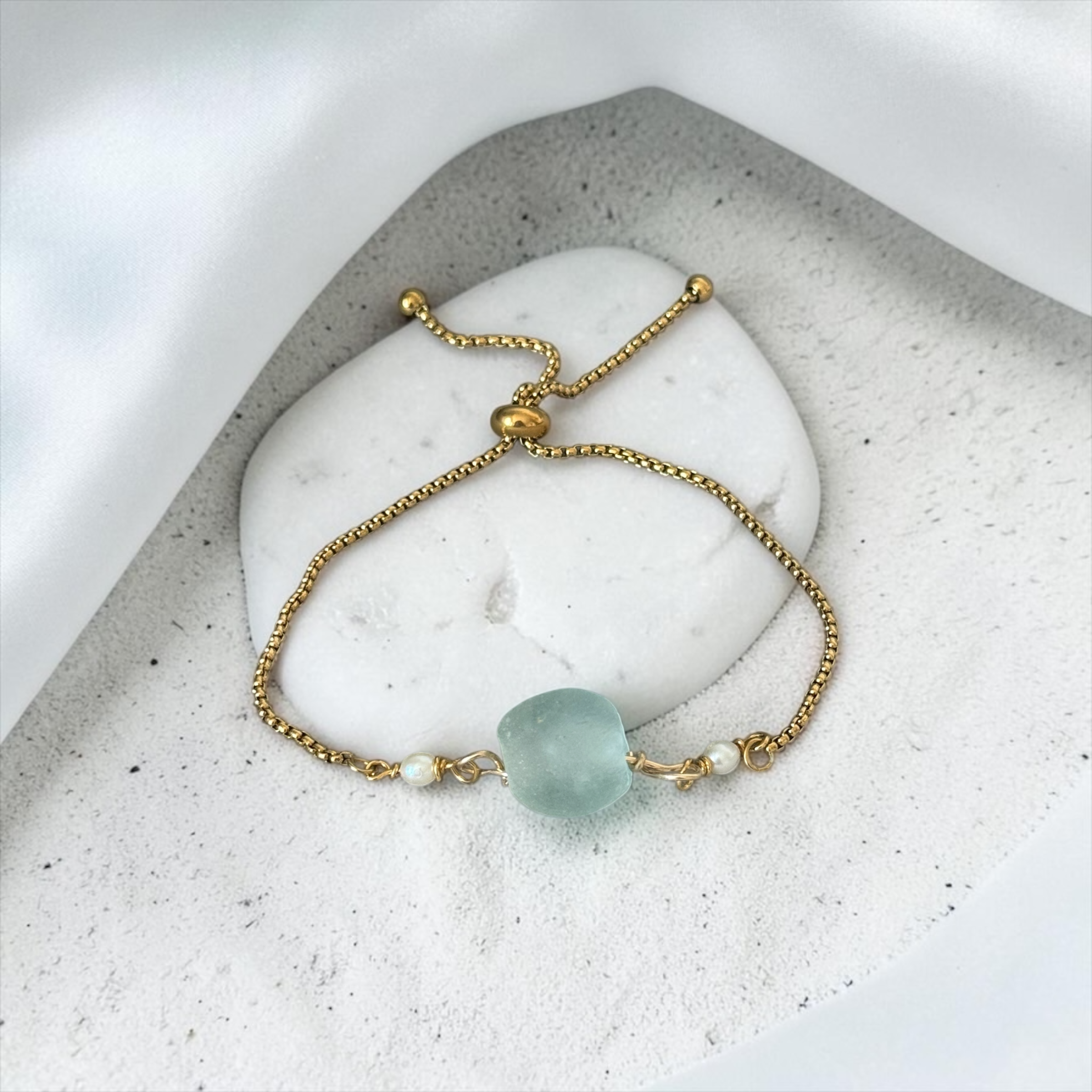 Seafoam Drift Slider Bolo Bracelet — Coastal Muse Collection