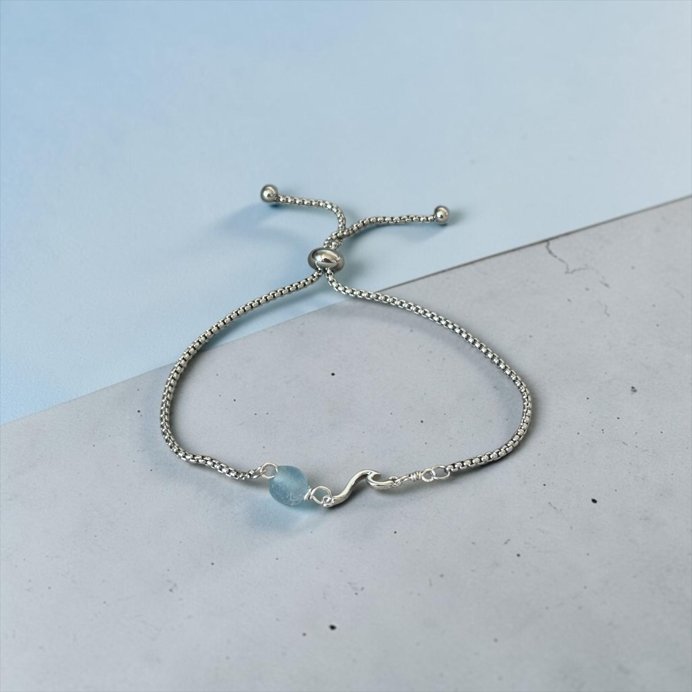 Glacial Tide Slider Bolo Bracelet — Coastal Silver Edition