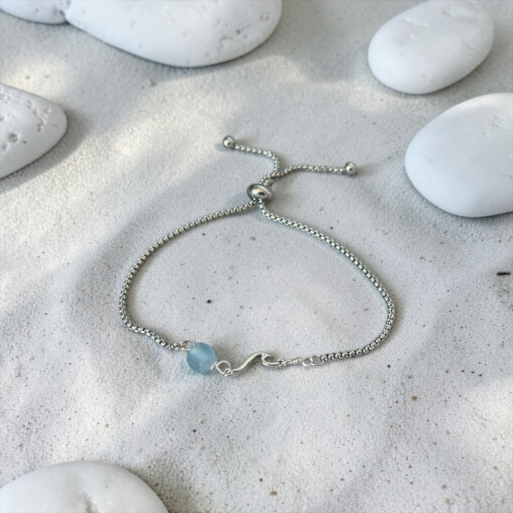 Glacial Tide Slider Bolo Bracelet — Coastal Silver Edition