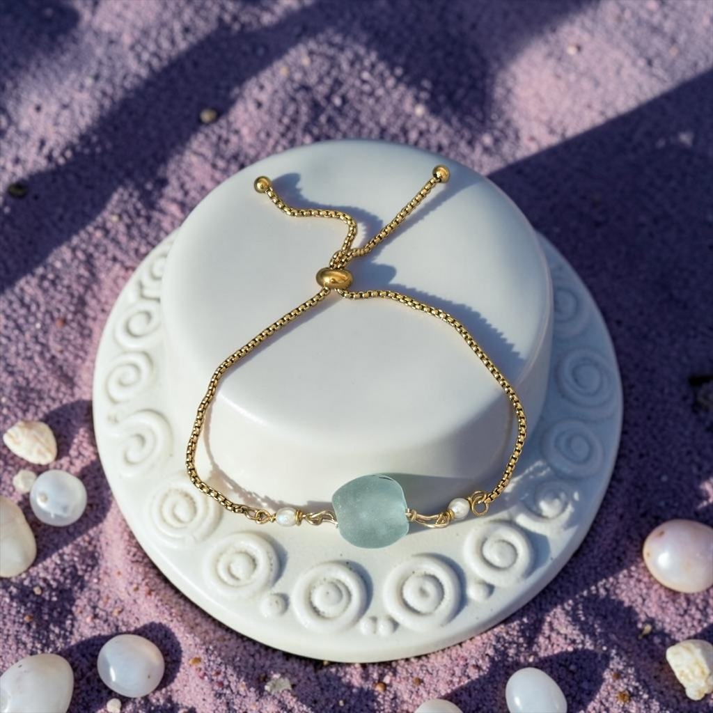 Seafoam Drift Slider Bolo Bracelet — Coastal Muse Collection