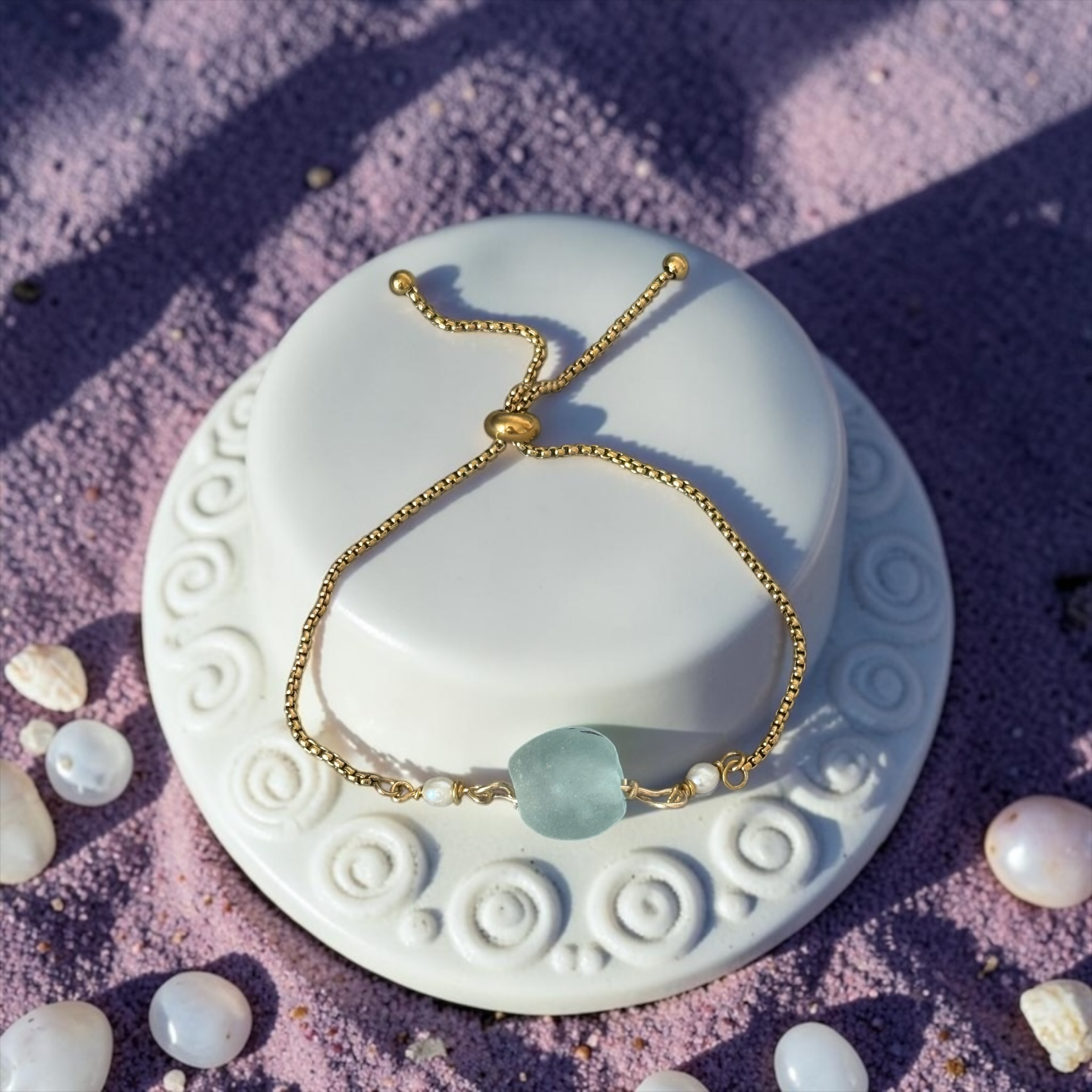 Seafoam Drift Slider Bolo Bracelet — Coastal Muse Collection