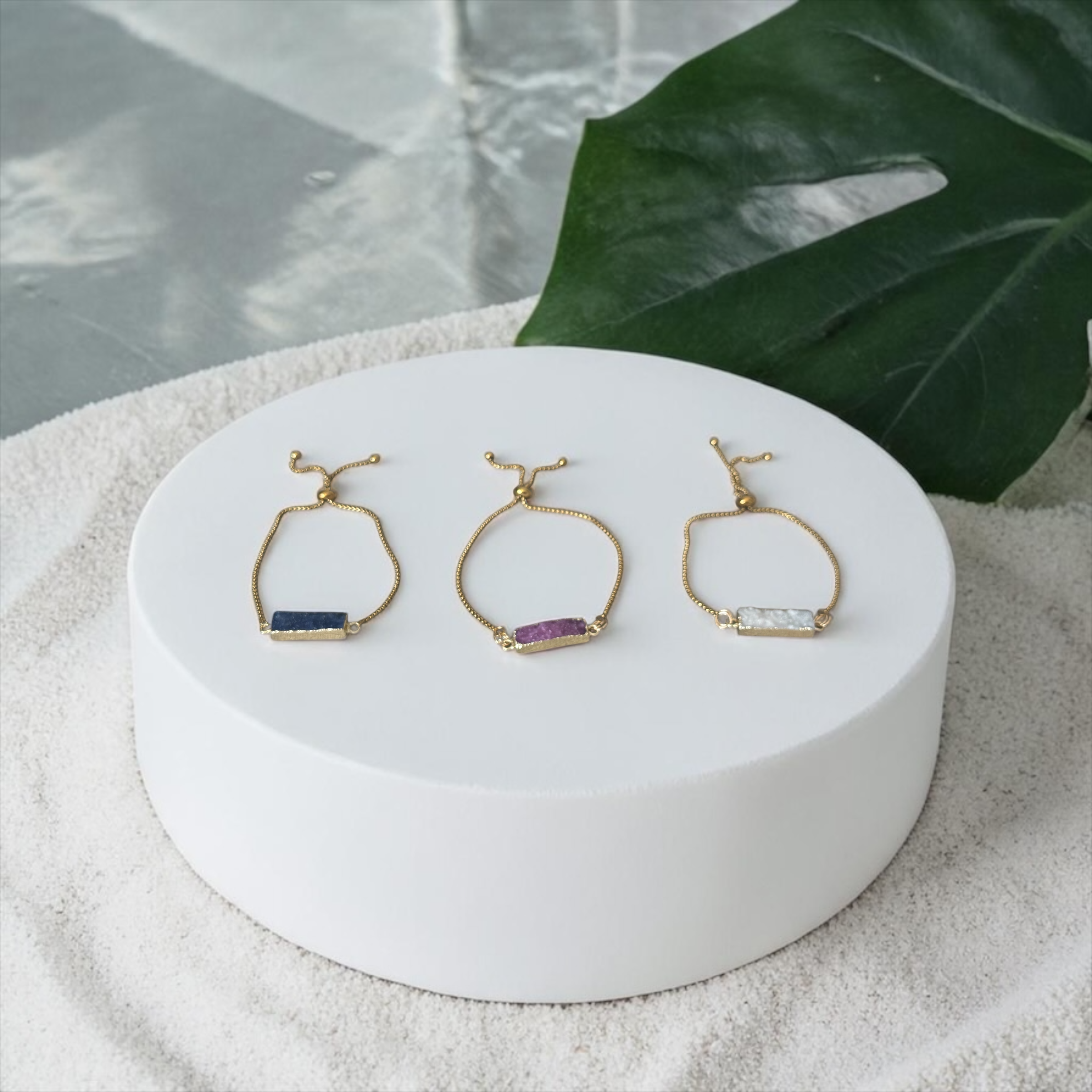 Radiant Crystal Bar Bolo Bracelet — Druzy Quartz