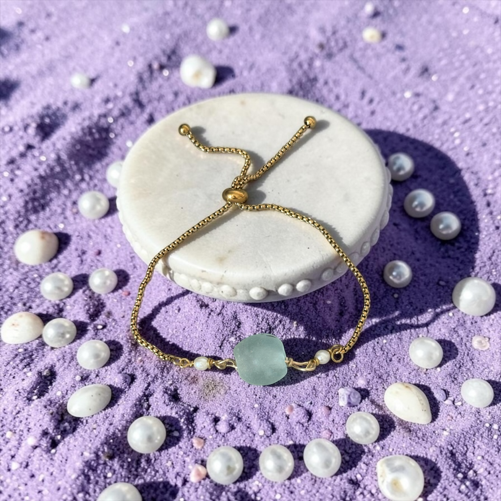 Seafoam Drift Slider Bolo Bracelet — Coastal Muse Collection