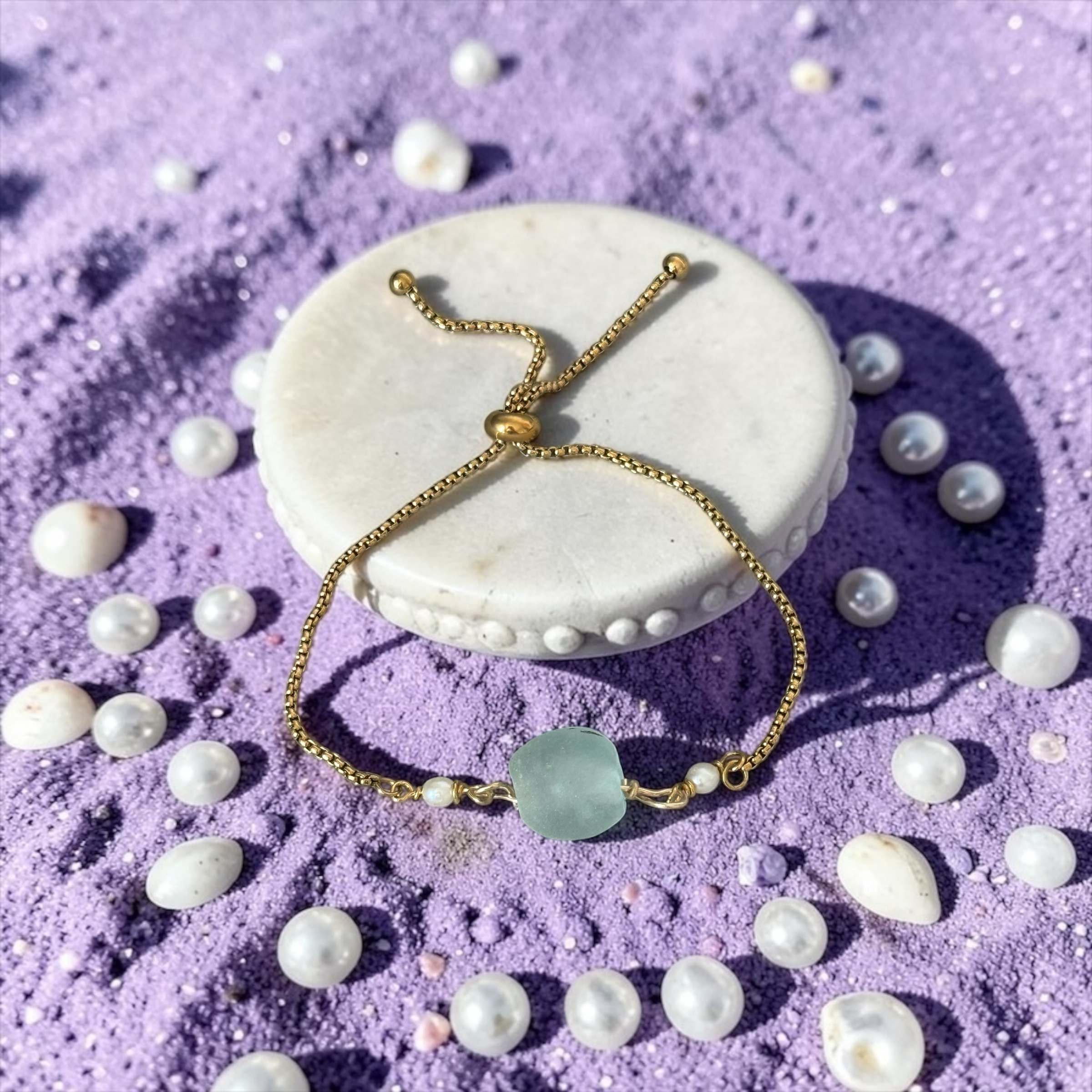 Seafoam Drift Slider Bolo Bracelet — Coastal Muse Collection