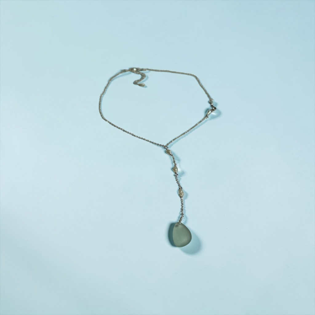 Seafoam Aquamarine Sea Glass Necklace