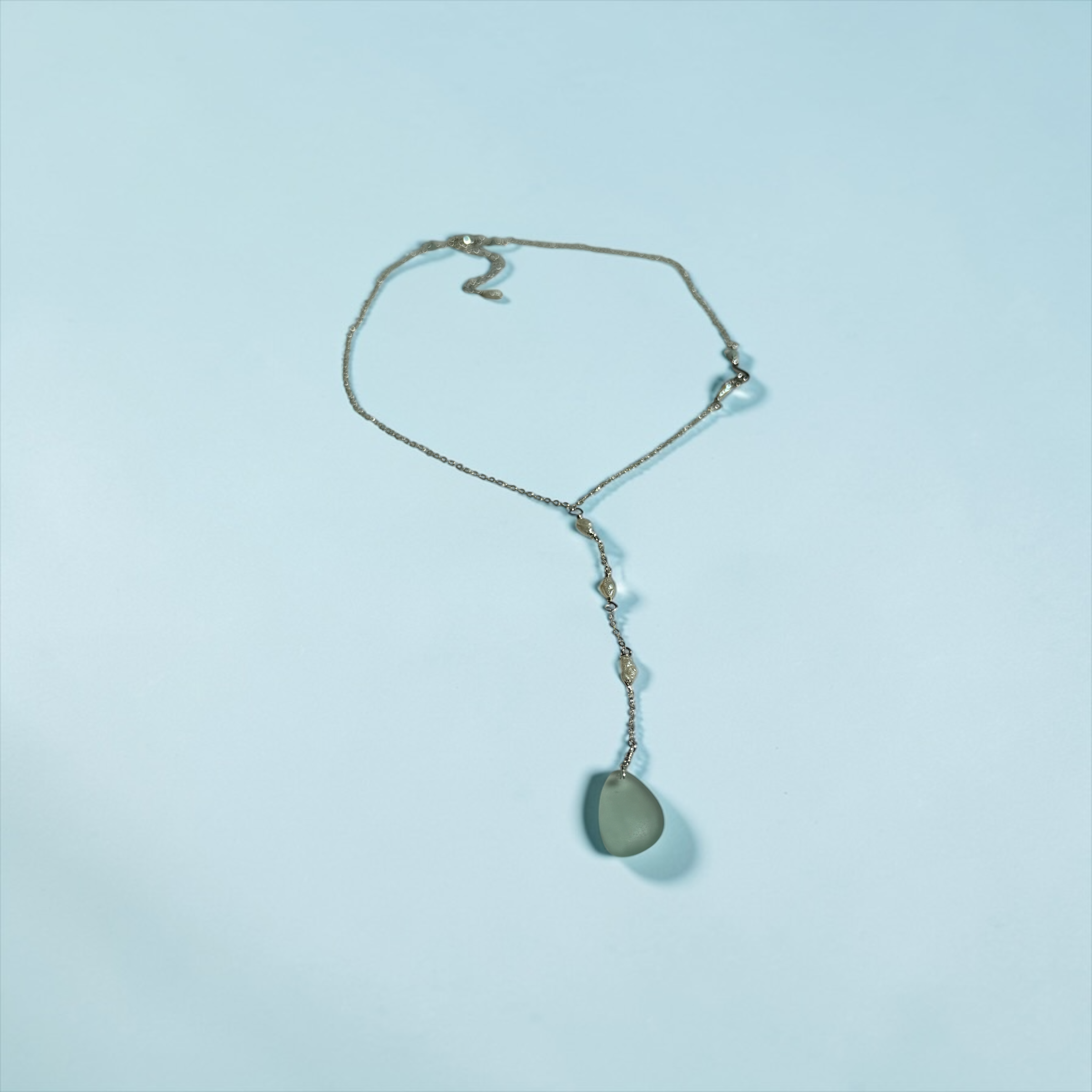 Seafoam Aquamarine Sea Glass Necklace