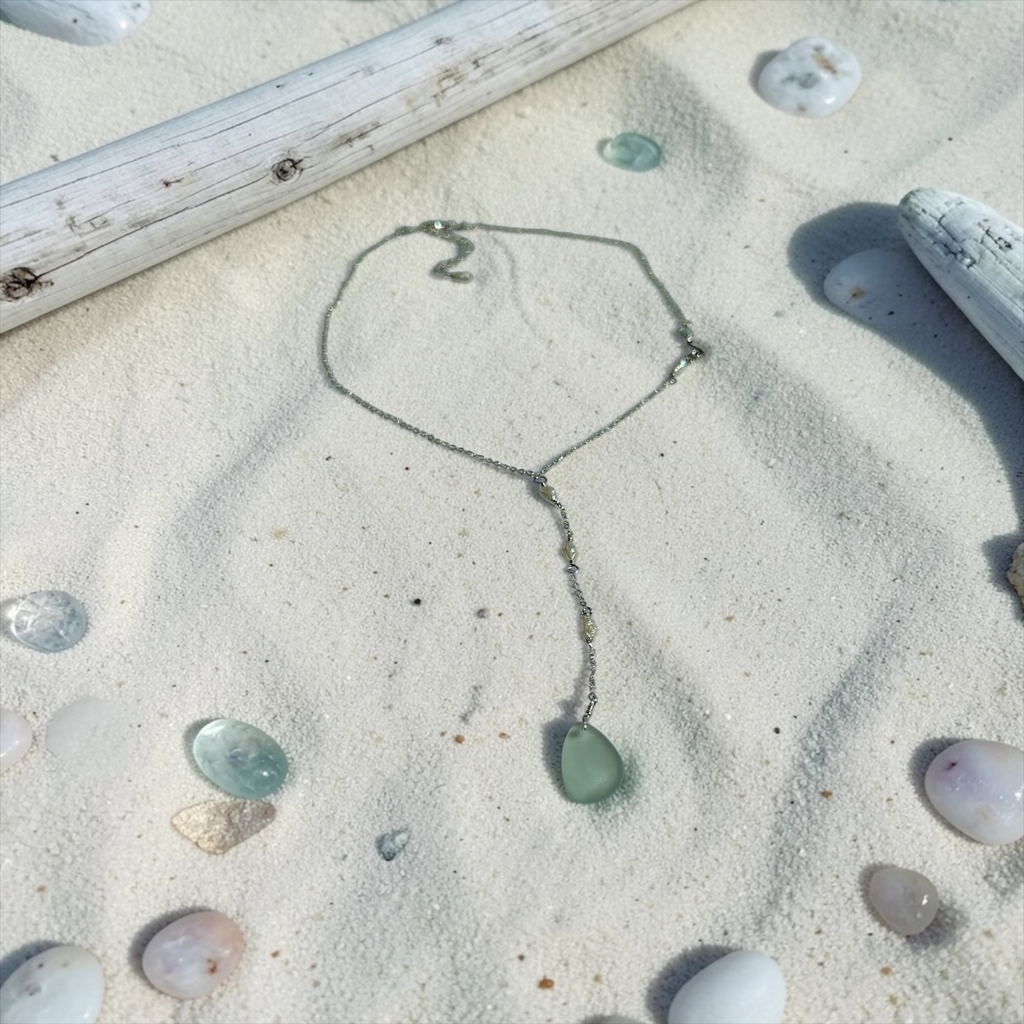 Seafoam Aquamarine Sea Glass Necklace