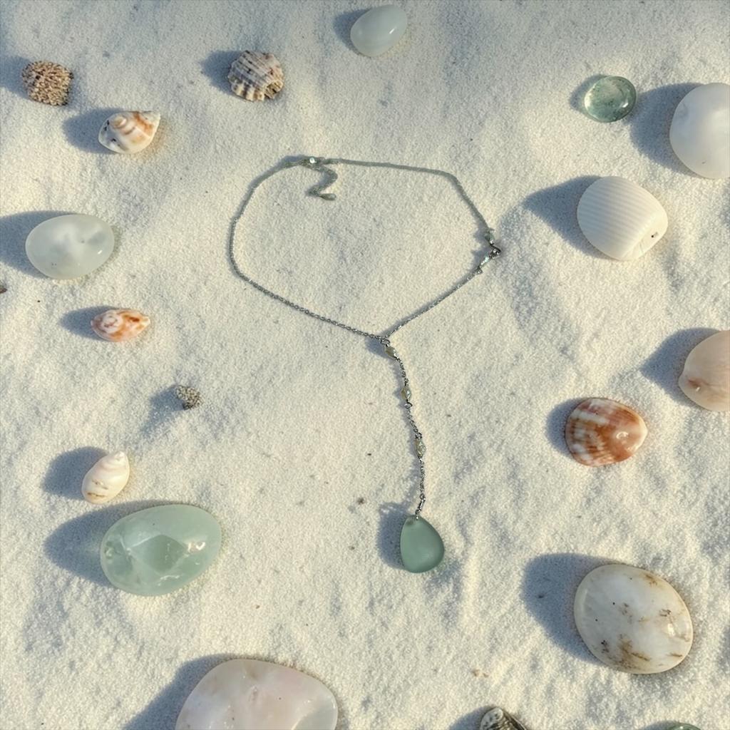 Seafoam Aquamarine Sea Glass Necklace