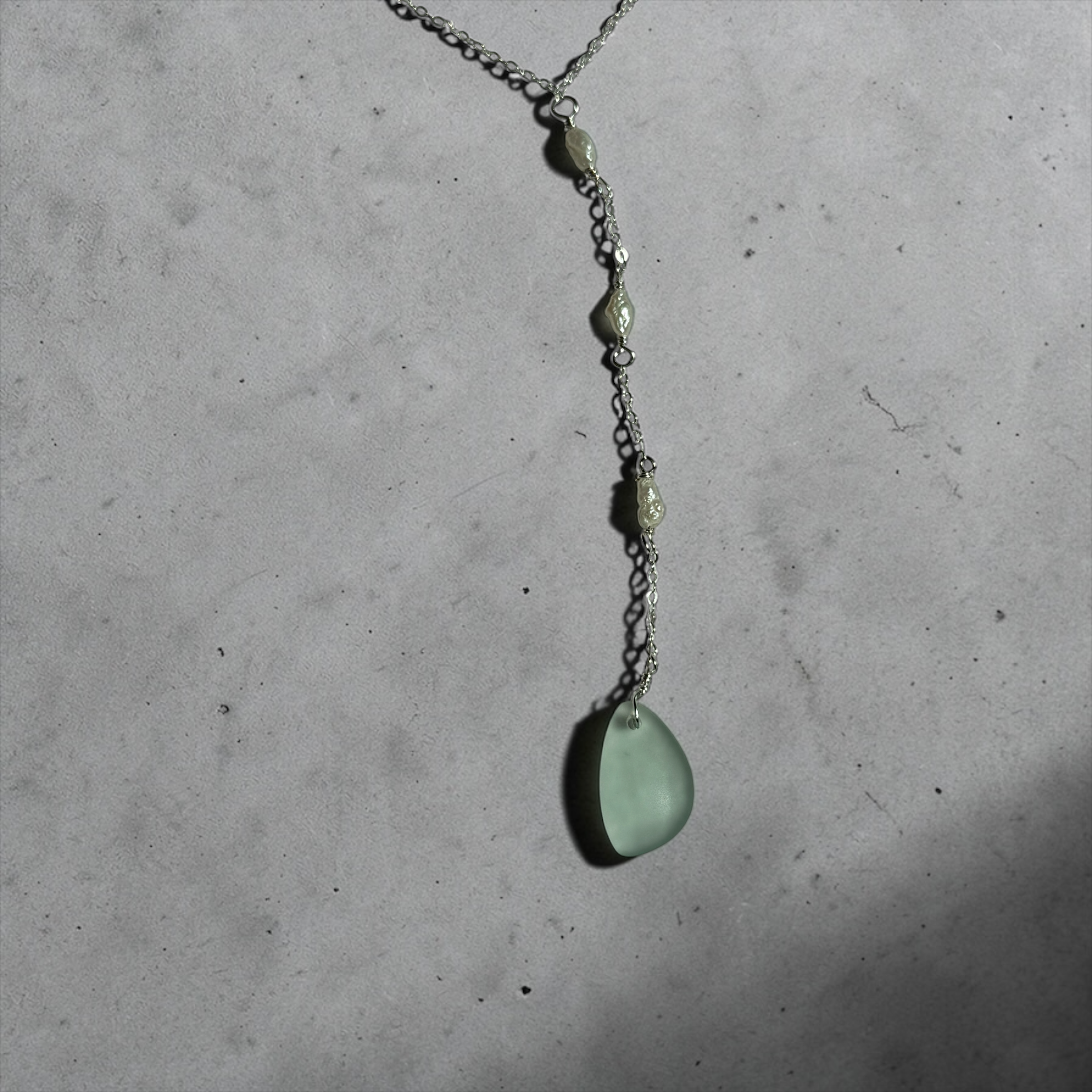 Seafoam Aquamarine Sea Glass Necklace
