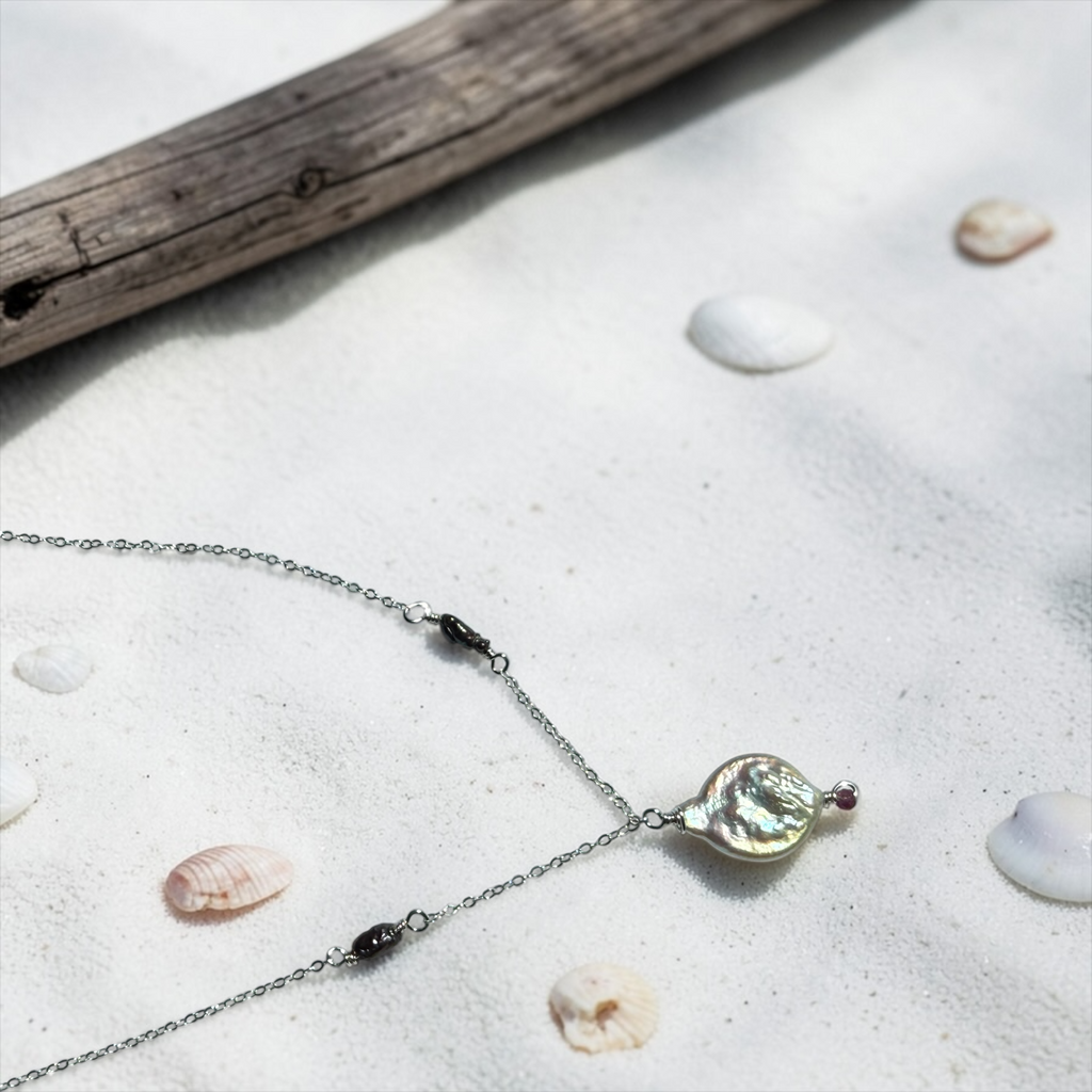 Saltwater Glow Pearl Drop Necklace — Ocean Muse Collection