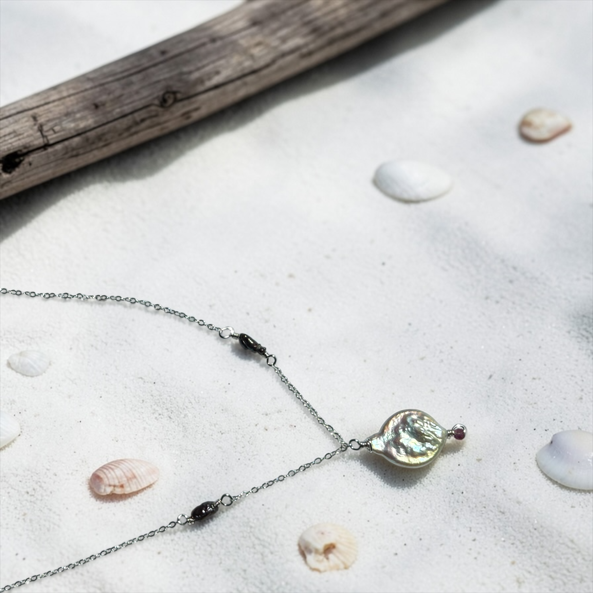 Saltwater Glow Pearl Drop Necklace — Ocean Muse Collection