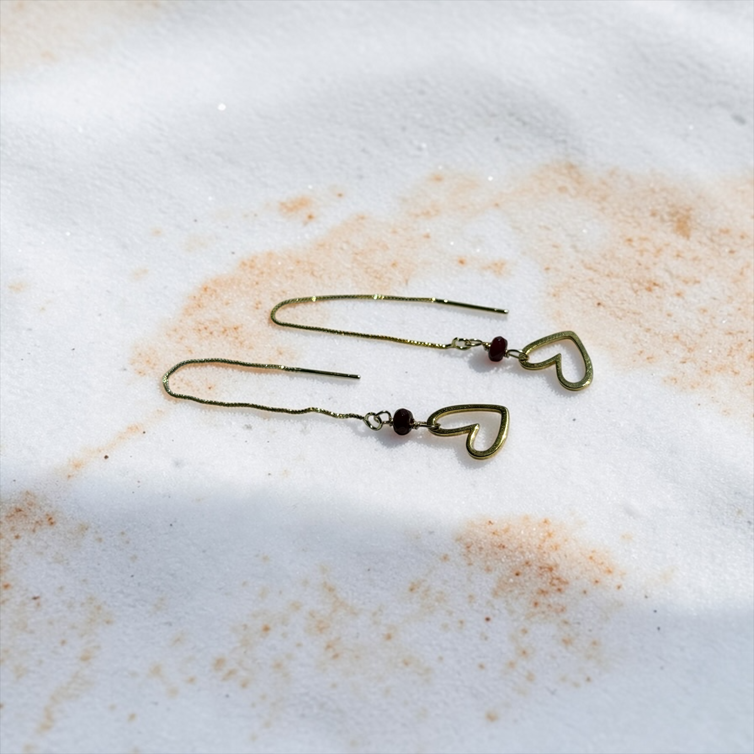 Crimson Heart Threader Earrings