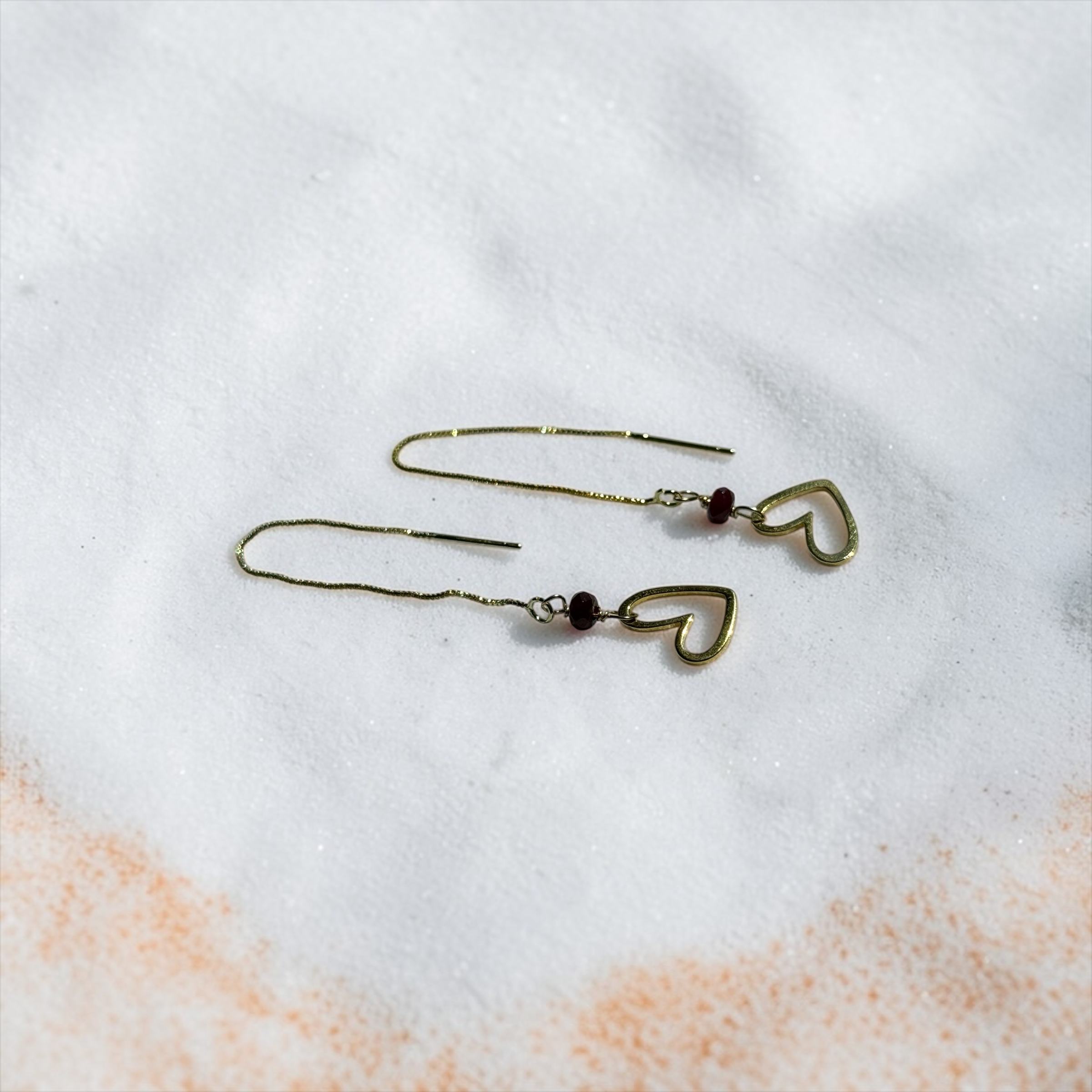 Crimson Heart Threader Earrings