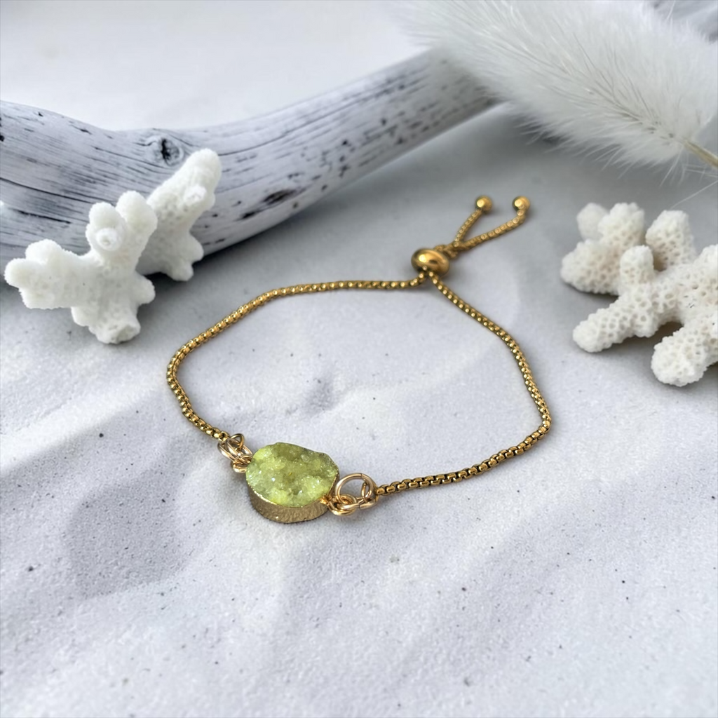 Citrus Tide Druzy Slider Bolo Bracelet — Coastal Crush Collection