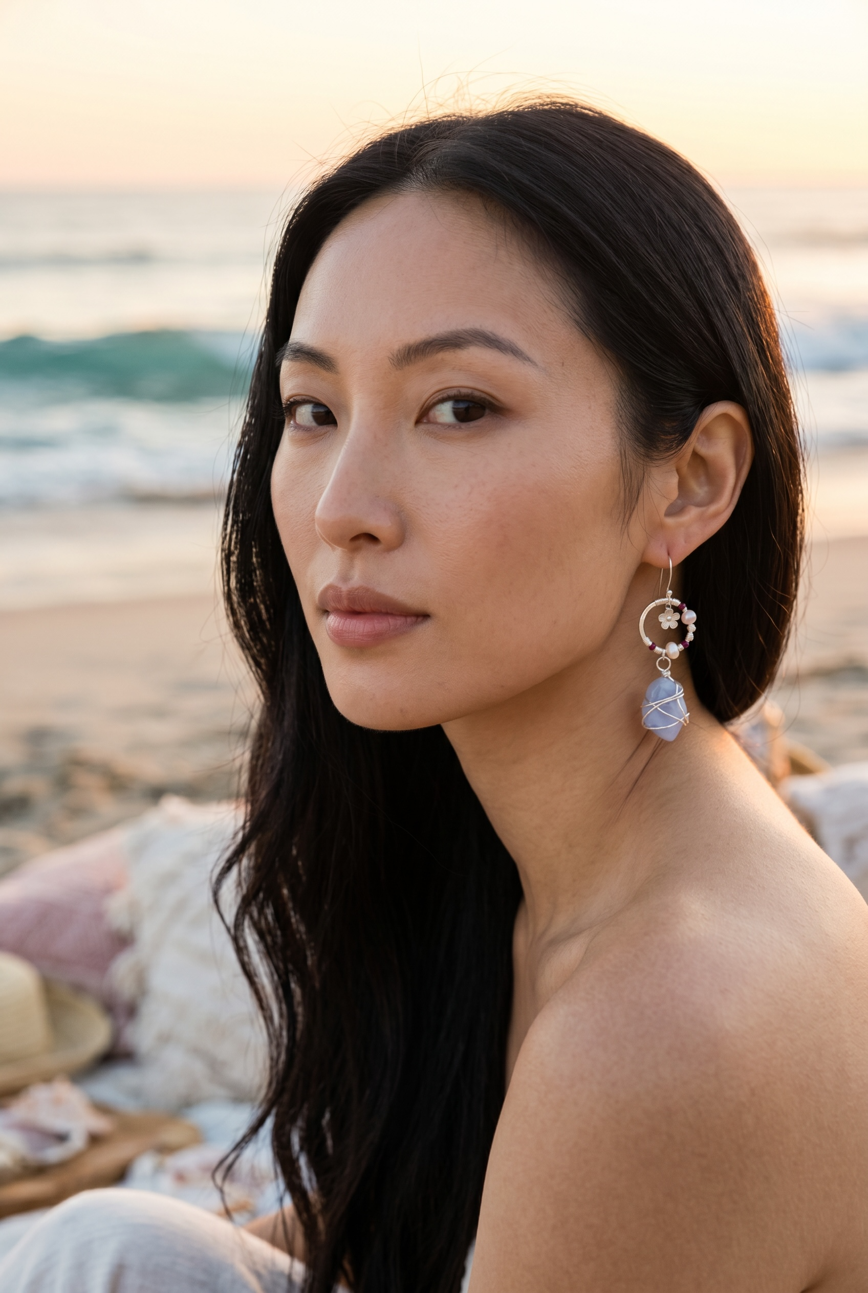 Twilight Bloom: Blue Lace Agate Earrings