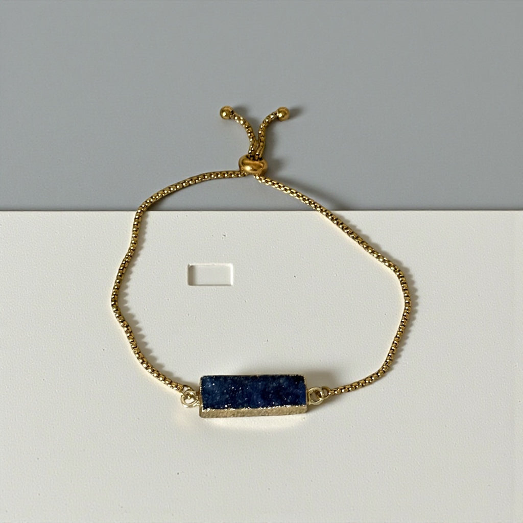 Radiant Crystal Bar Bracelet — [Blue Druzy Quartz / Amethyst / Prasiolite]