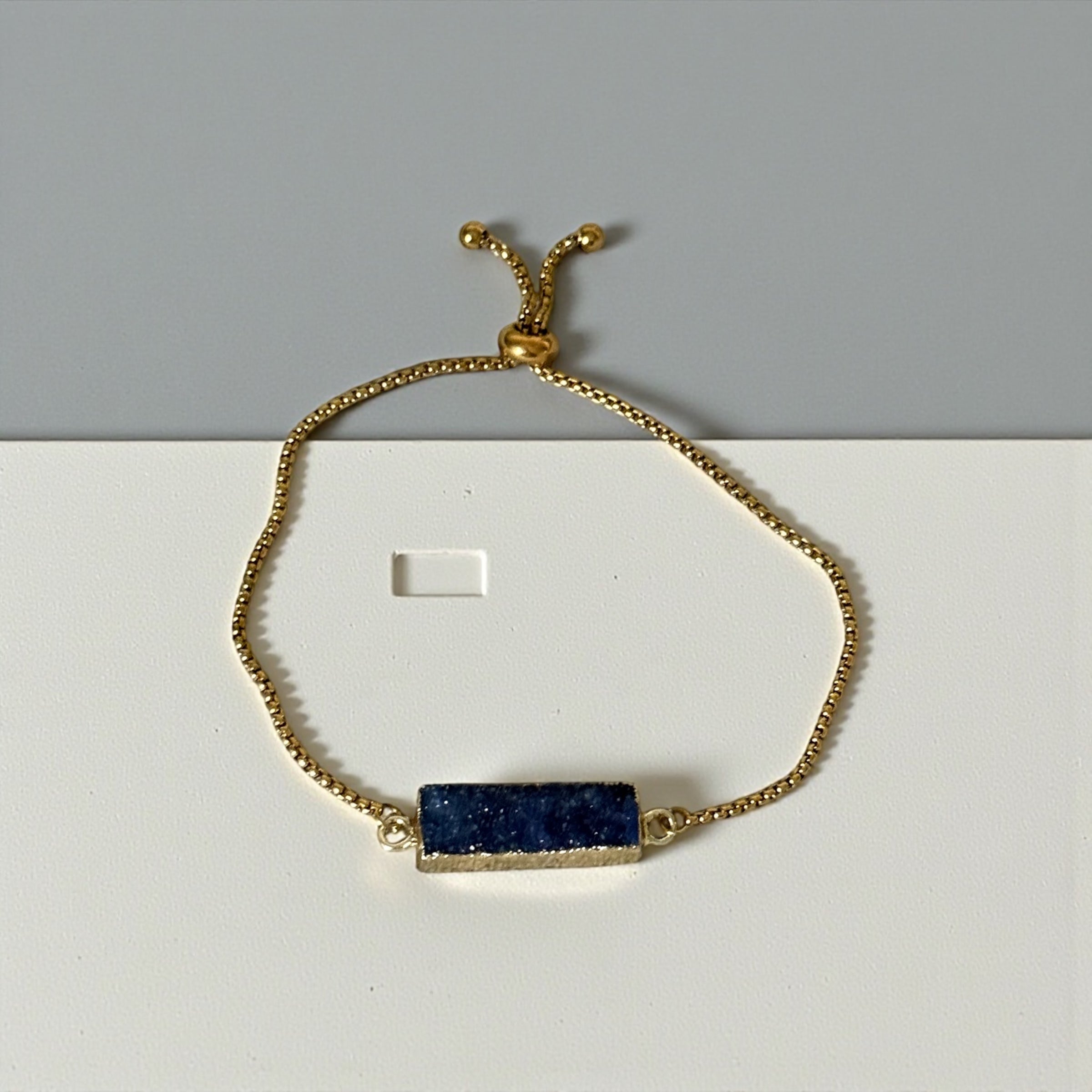 Radiant Crystal Bar Bracelet — [Blue Druzy Quartz / Amethyst / Prasiolite]