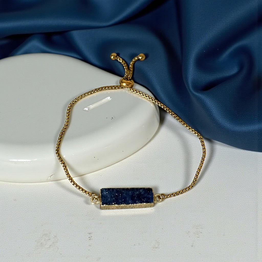 Radiant Crystal Bar Bracelet — [Blue Druzy Quartz / Amethyst / Prasiolite]