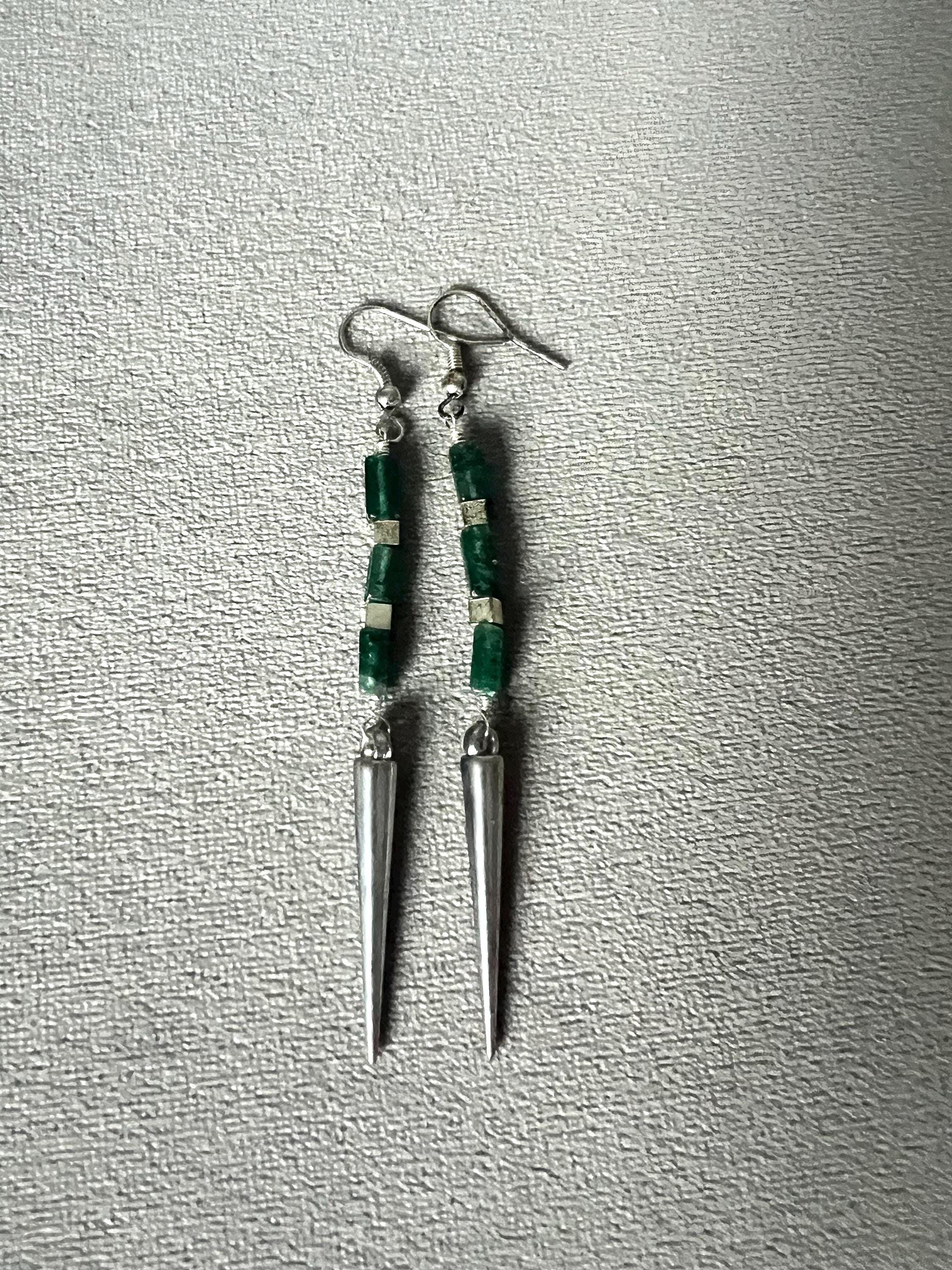Emerald Voltage Spike Earrings