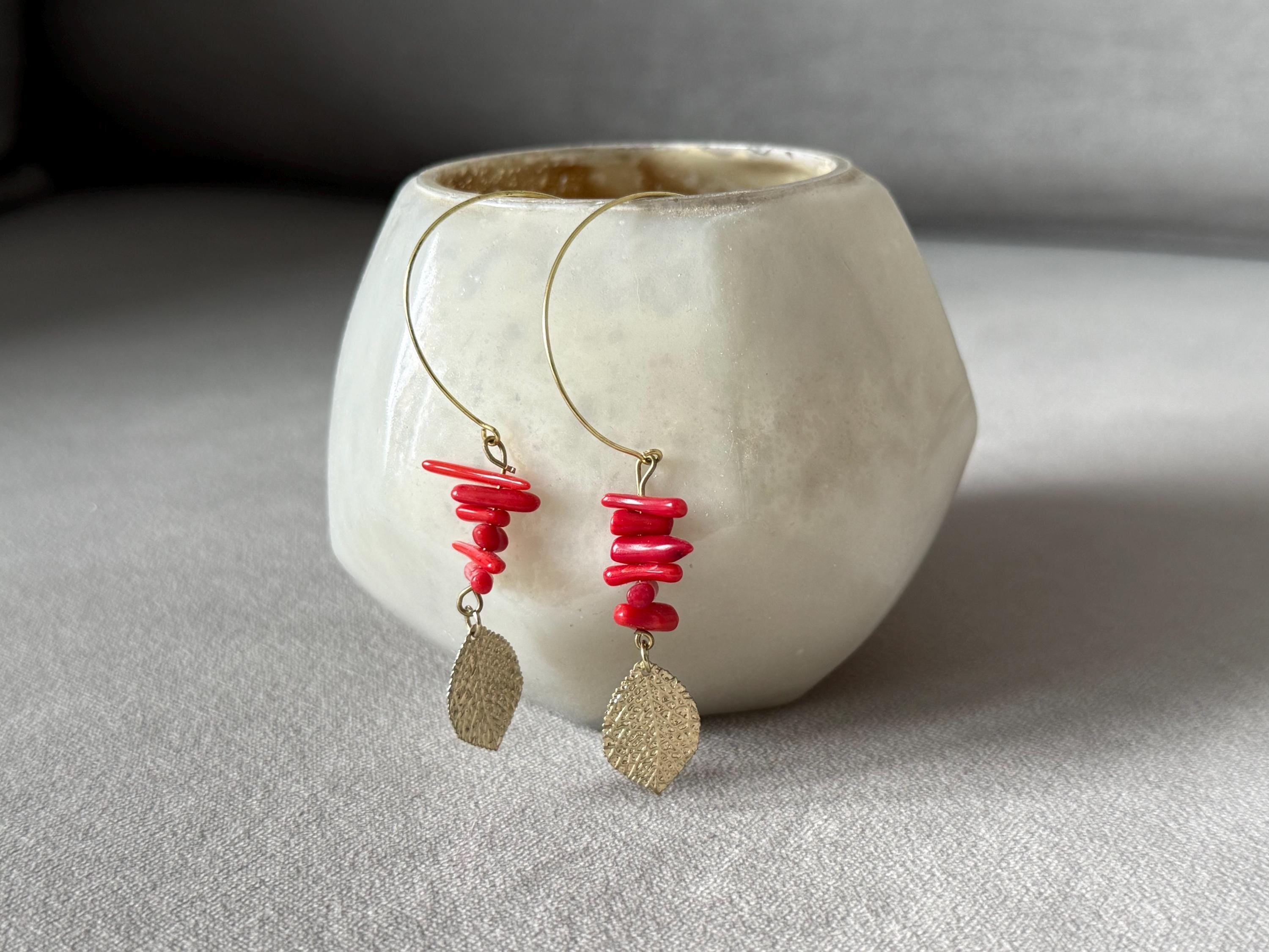 Redwood Leaf Hoop Earrings