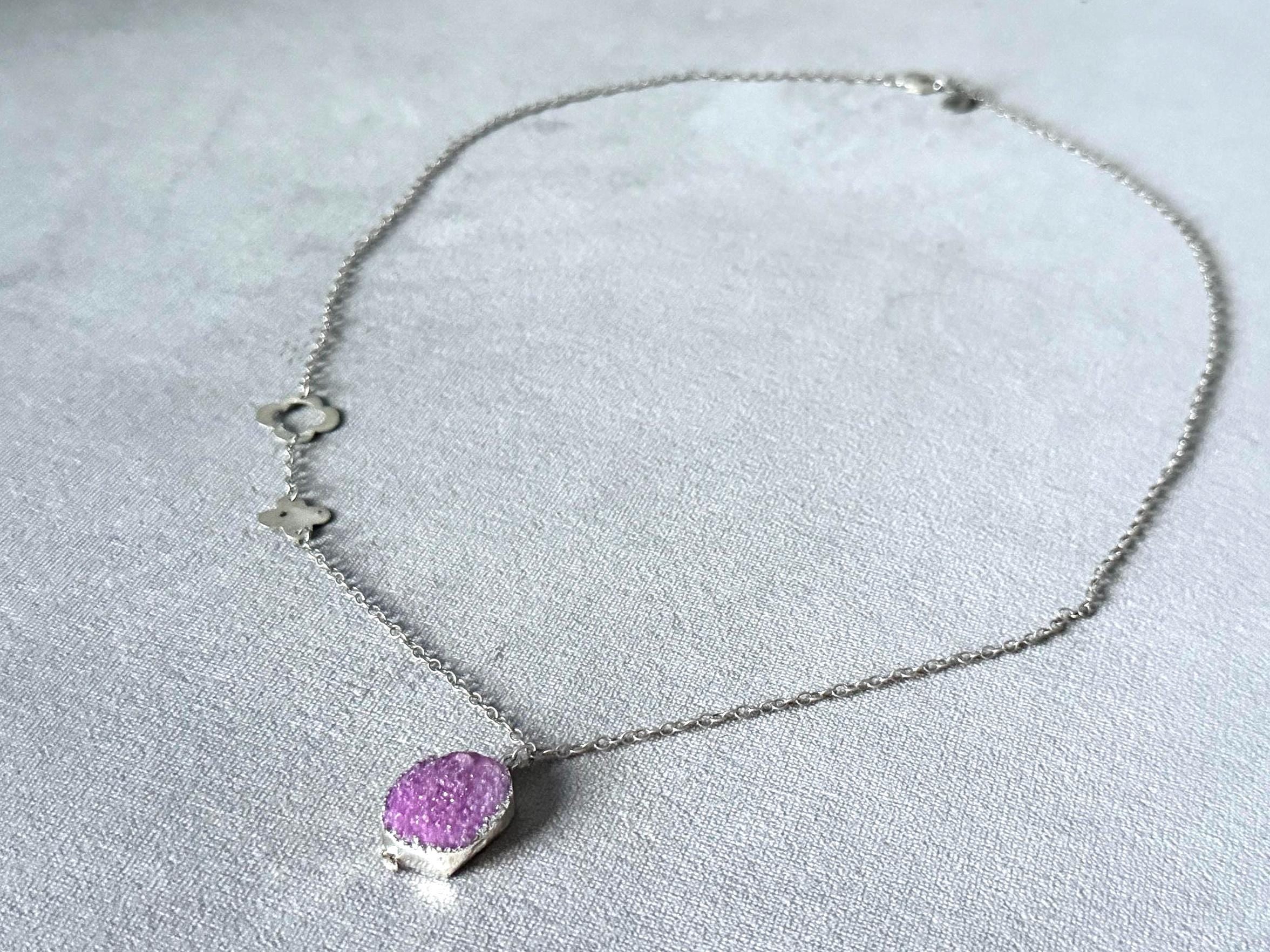 Violet Vein Ore Fossil Necklace