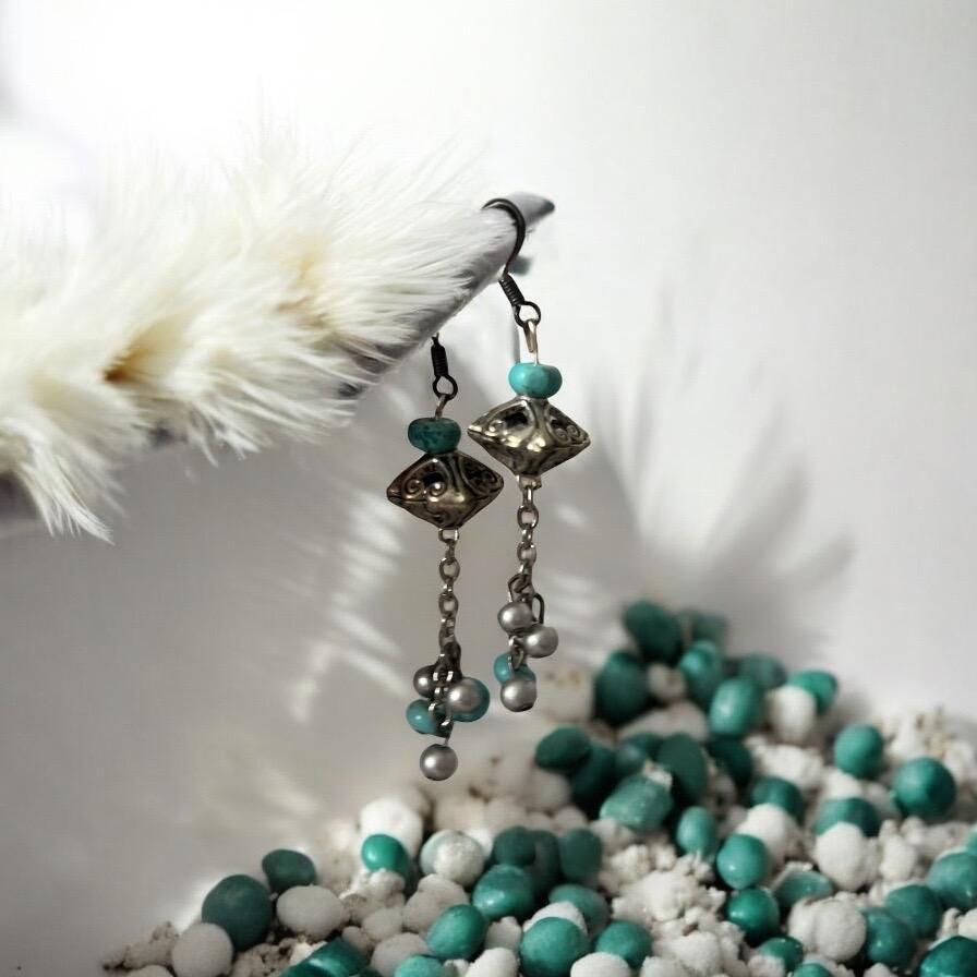 Turquoise Statement Chain Earrings
