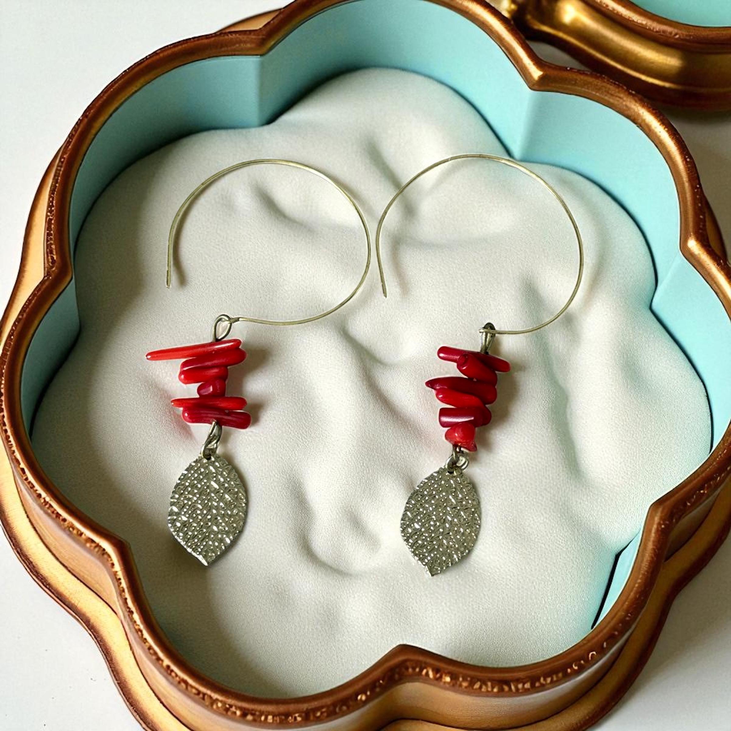Redwood Leaf Hoop Earrings