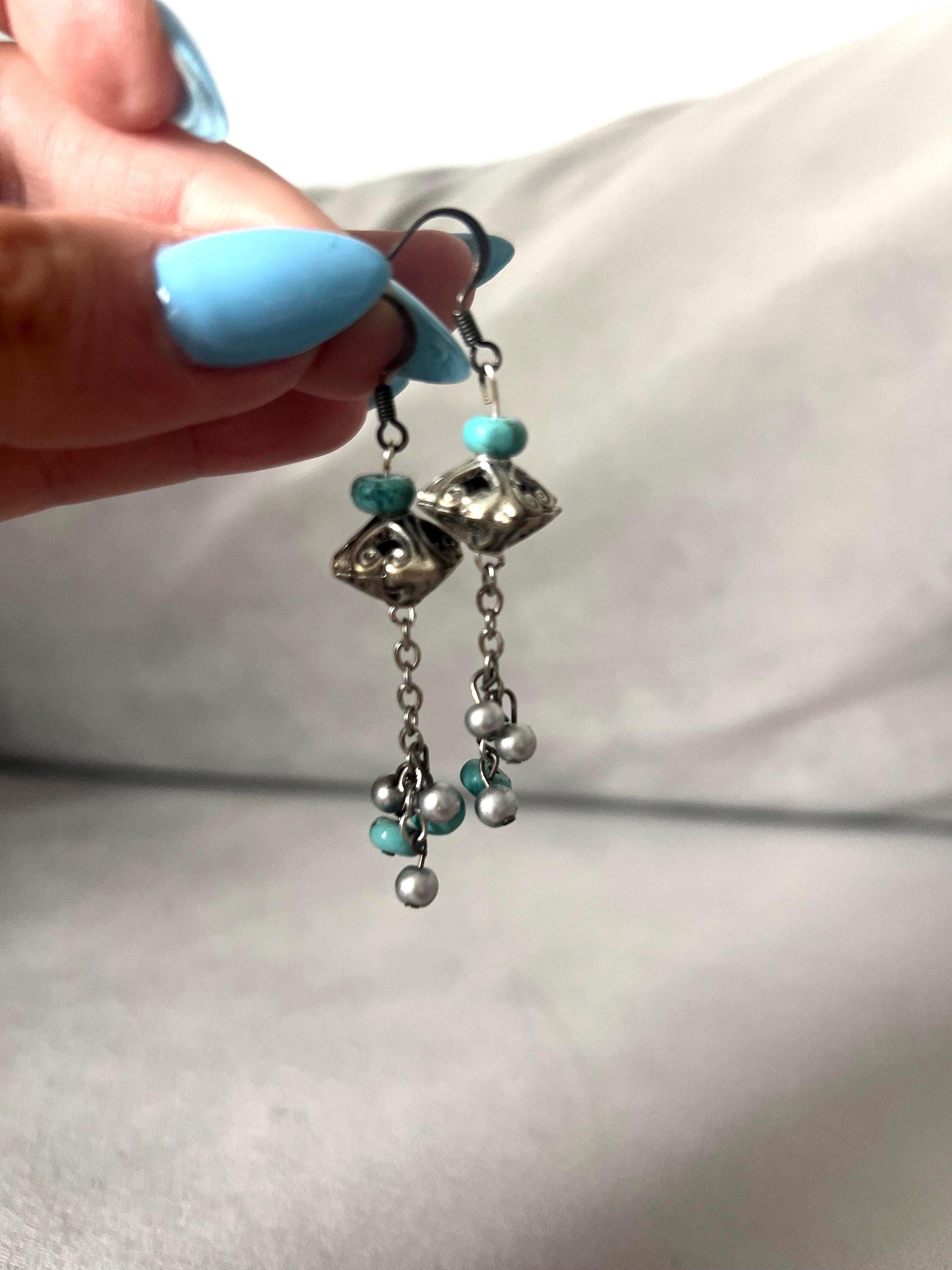 Turquoise Statement Chain Earrings