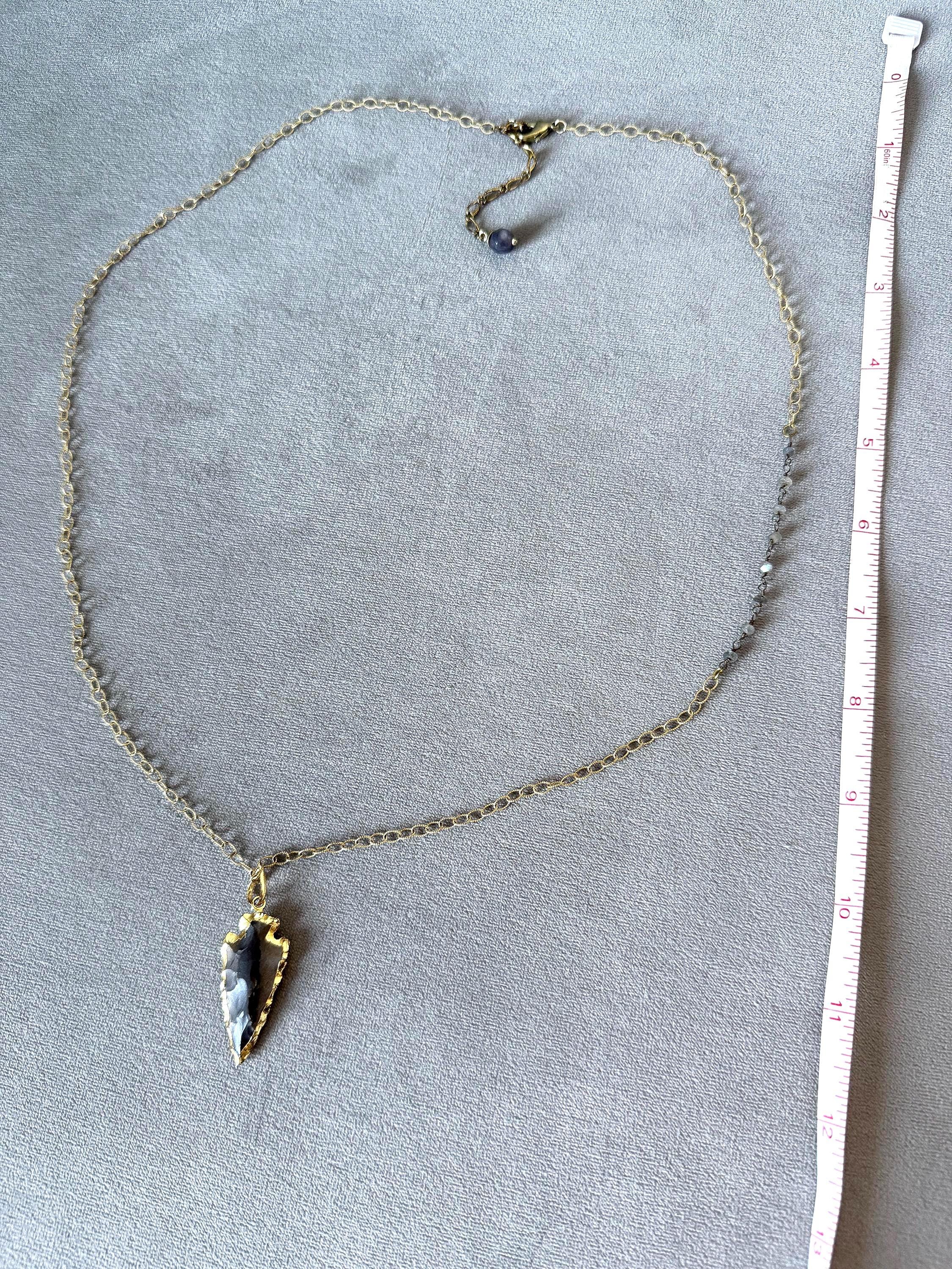 Obsidian Blade: Gilded Arrowhead Necklace