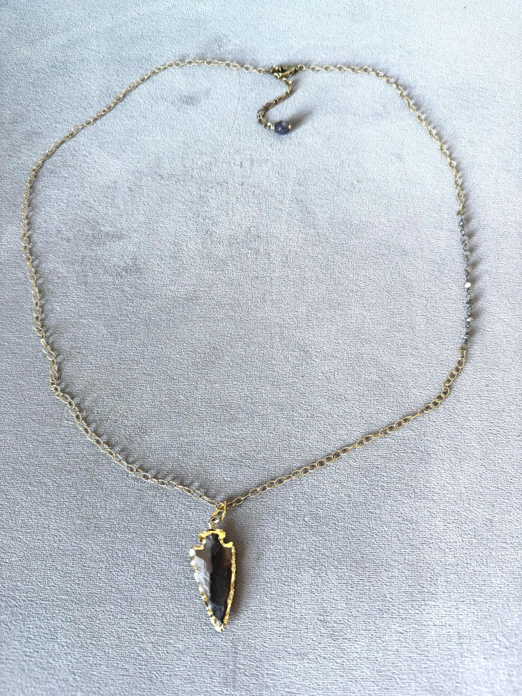 Obsidian Blade: Gilded Arrowhead Necklace