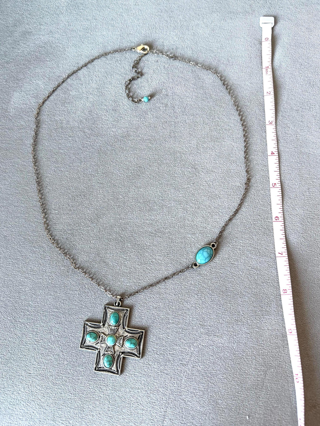 Celestial Vice: Cross Pendant in Turquoise Sky