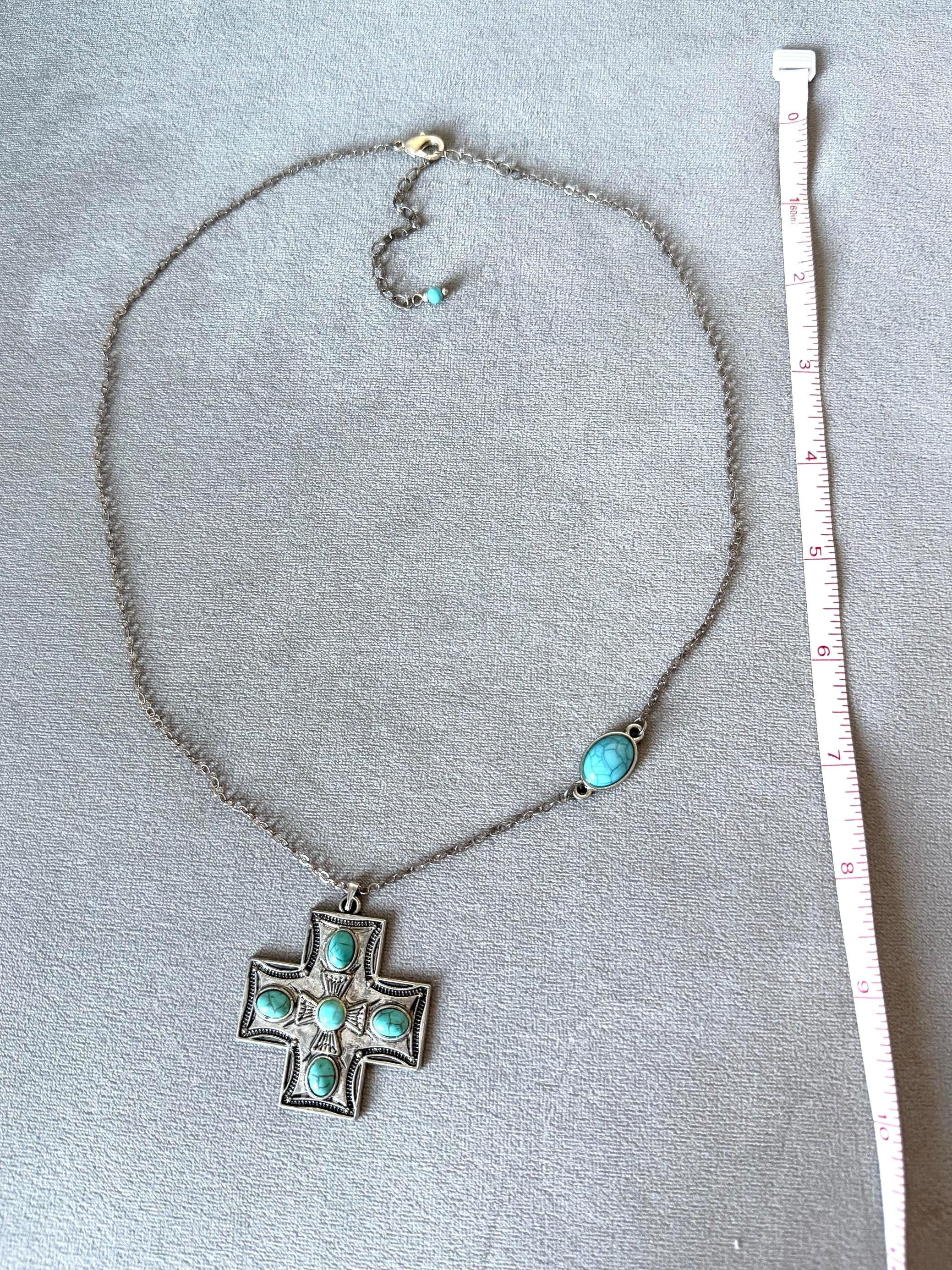 Celestial Vice: Cross Pendant in Turquoise Sky