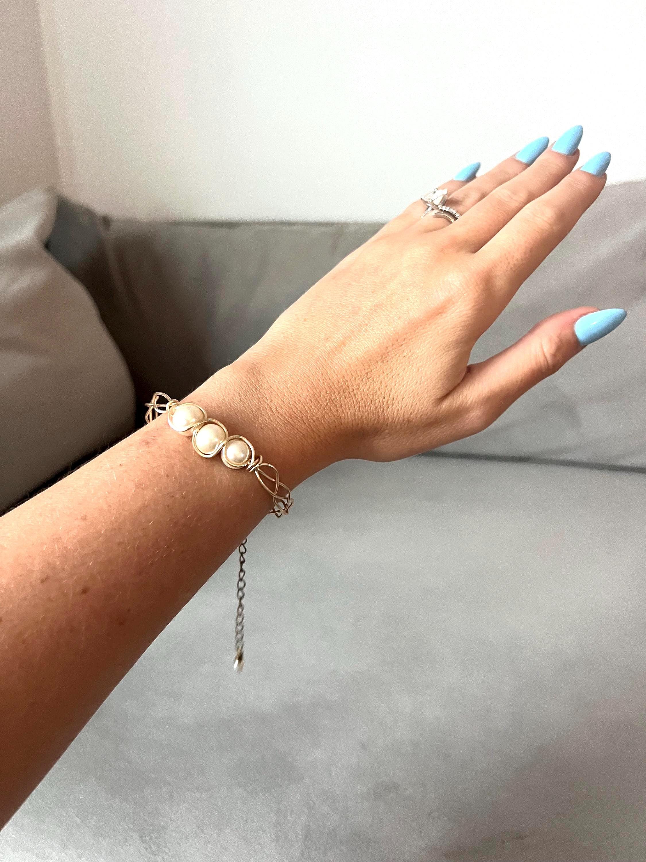 Golden Braided Cage Pearl Bracelet