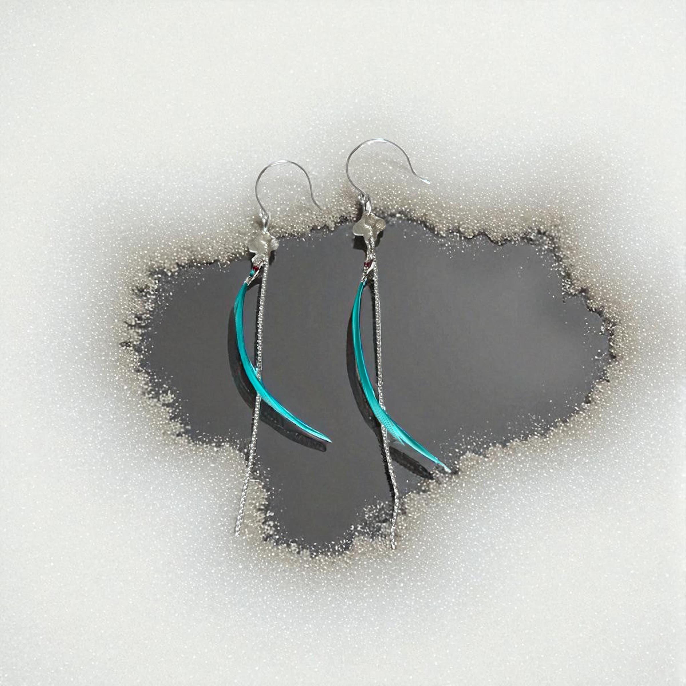 Feathered Wisper Teal Earrings