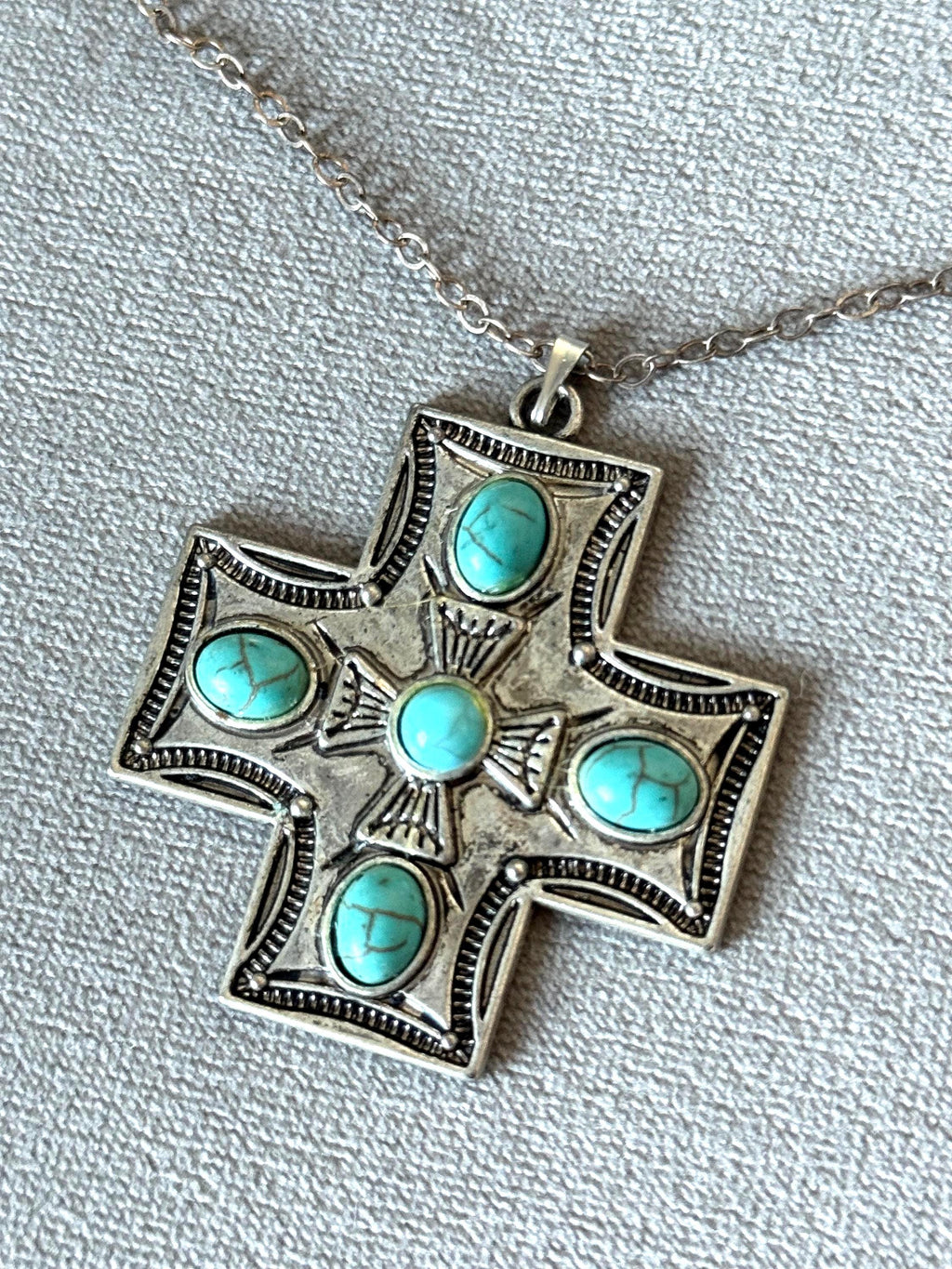 Celestial Vice: Cross Pendant in Turquoise Sky
