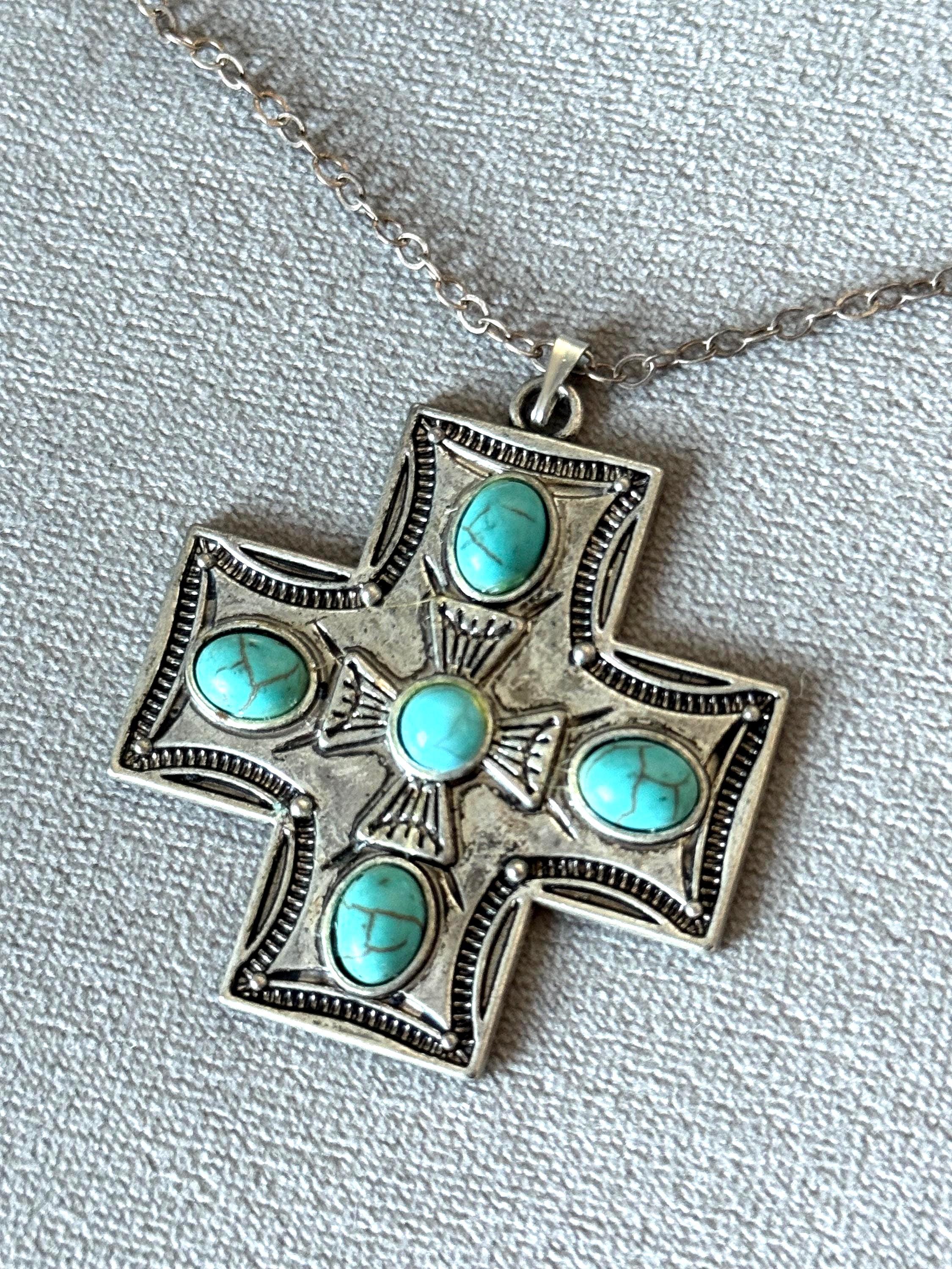 Celestial Vice: Cross Pendant in Turquoise Sky